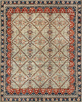 5x7 Ft Light Green Heriz Rug - Hand Knotted Oriental Wool Rug