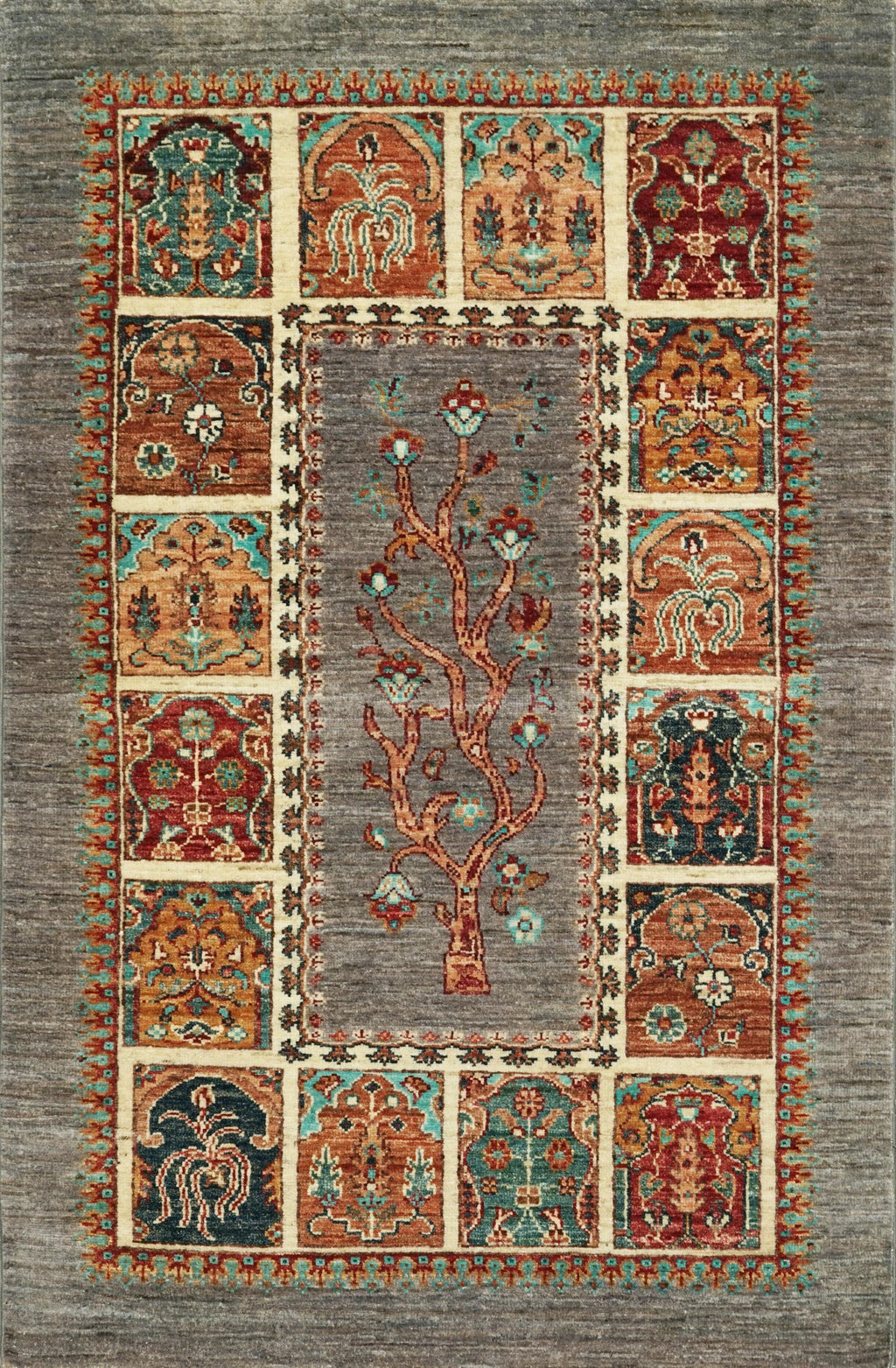 3x5 Ft Gray Gabbeh Rug - Afghan Wool Oriental Rug