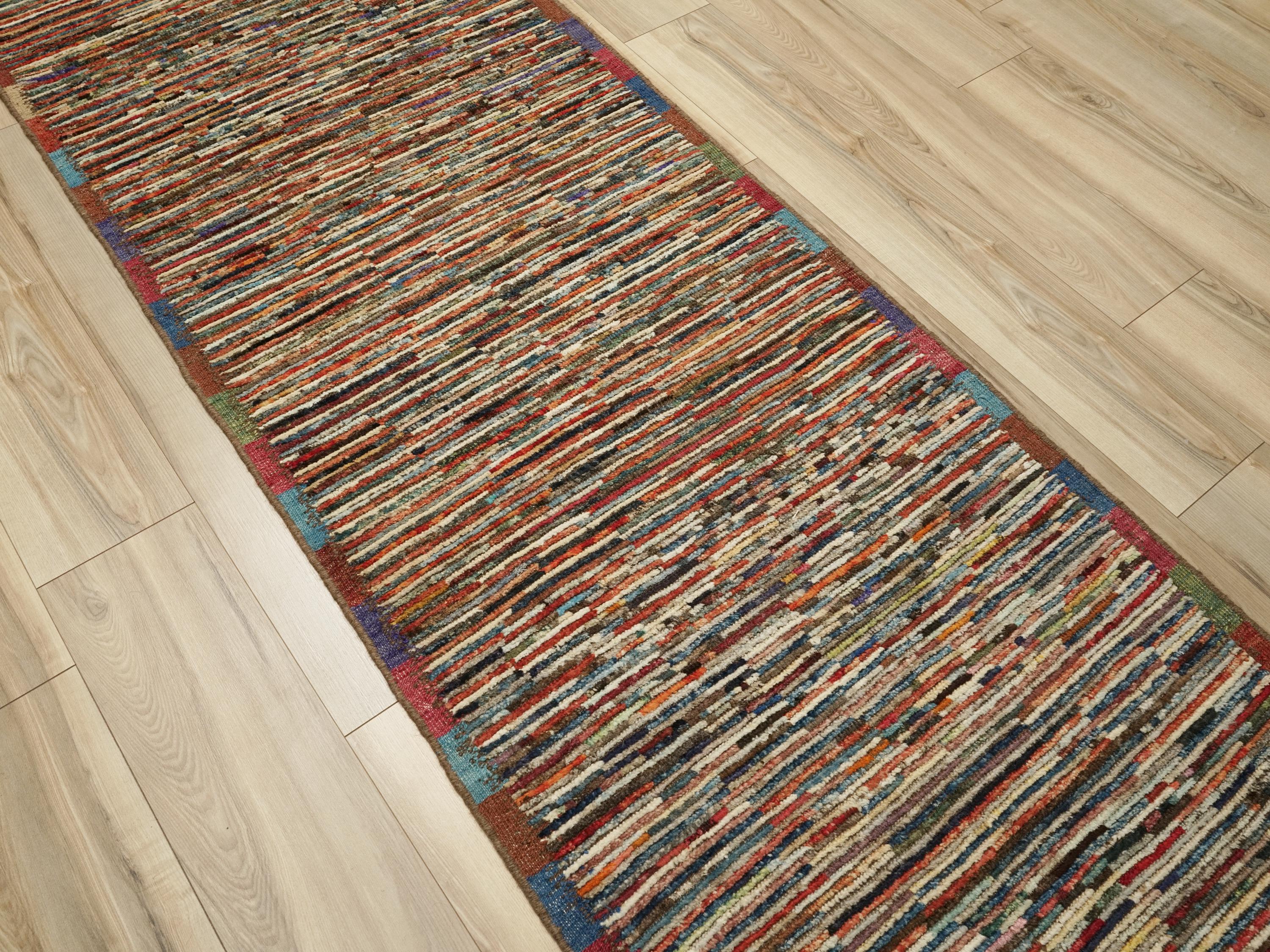 19 Ft Colorful Moroccan Runner Rug - Afghan Handmade Rug