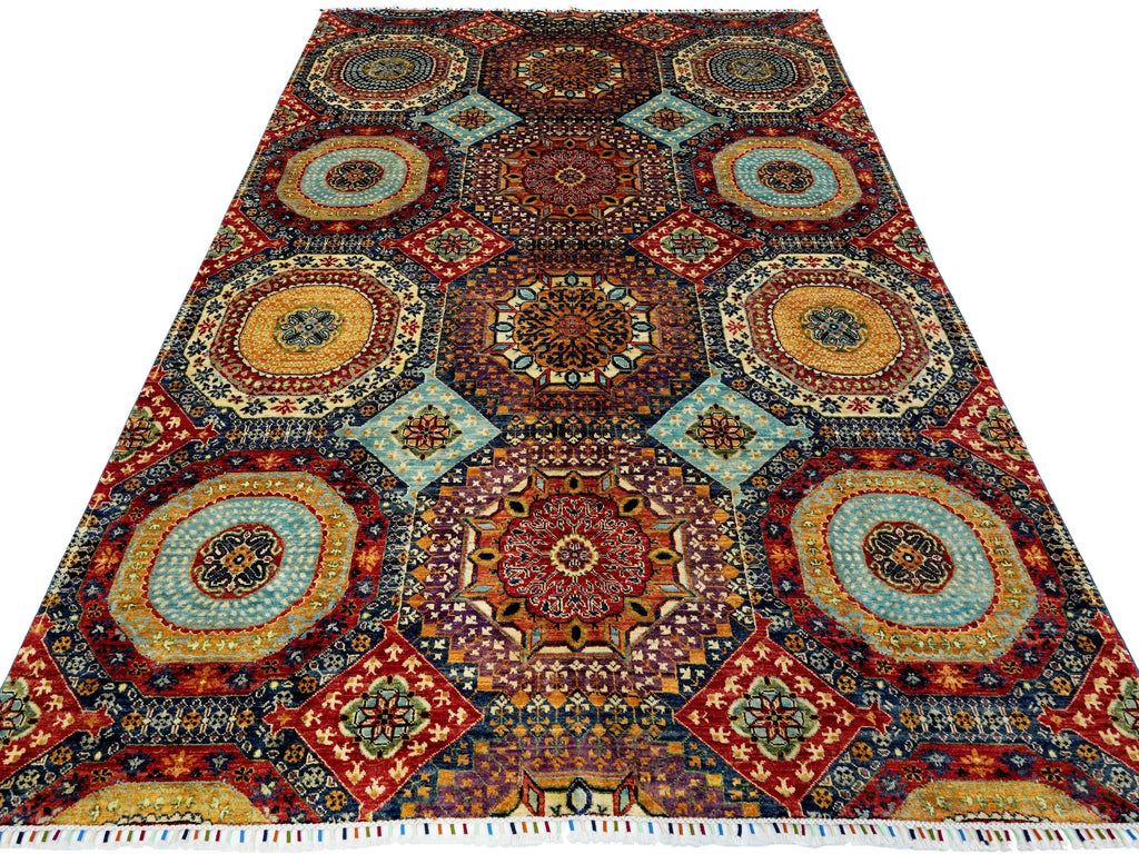 7x10 Ft Colorful Mamluk Rug - Hand Knotted Afghan Rug