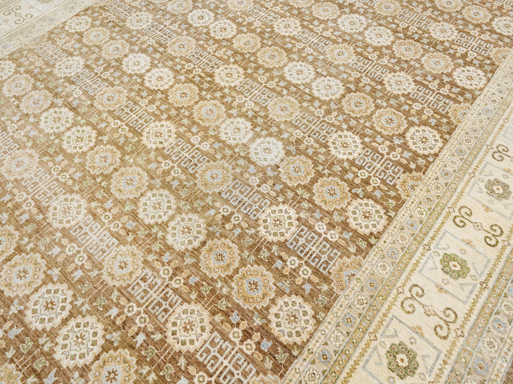 12x15 Ft Beige & Brown Serapi Rug - Handmade Wool Area Rug - Oversize