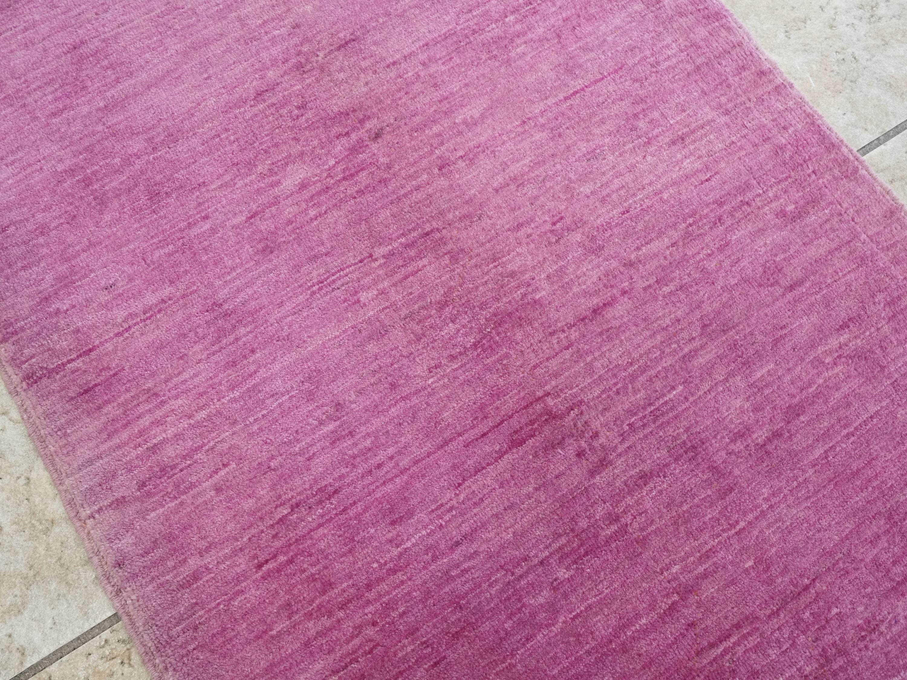 2x3 Ft Hand Knotted Purple Gabbeh Rug - Afghan Wool Doormat
