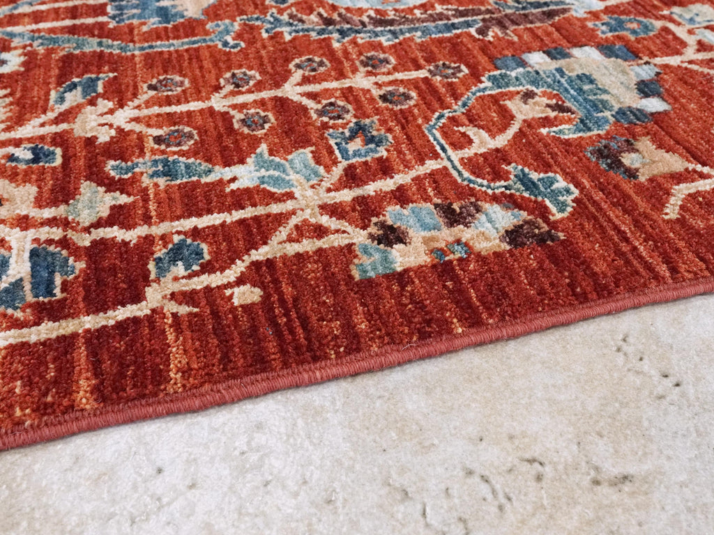 6x9 Ft Red Serapi Rug - Afghan Oriental Rug - Allover Floral Design