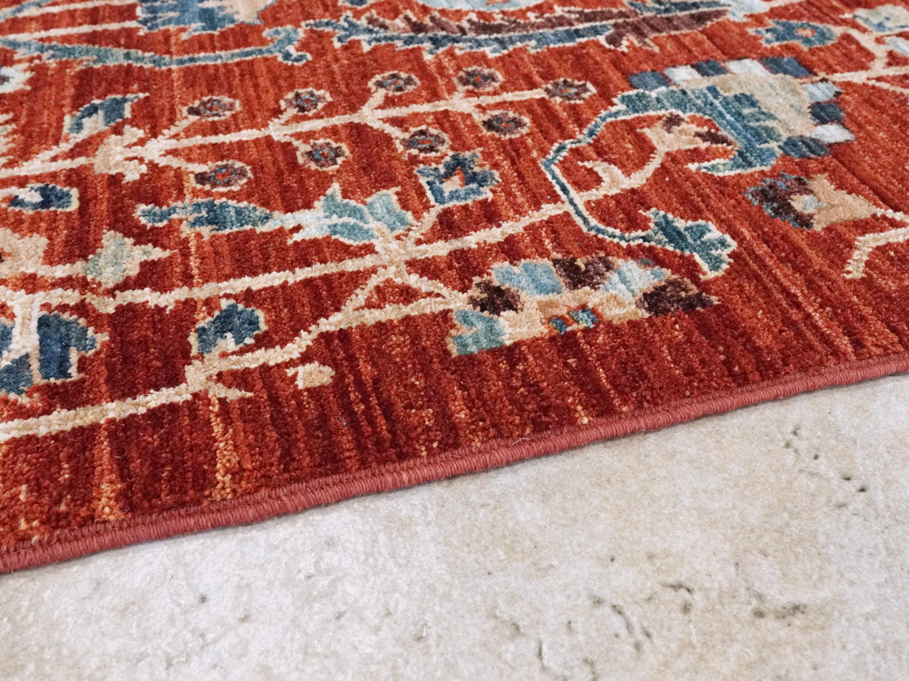6x9 Ft Red Serapi Rug - Afghan Oriental Rug - Allover Floral Design