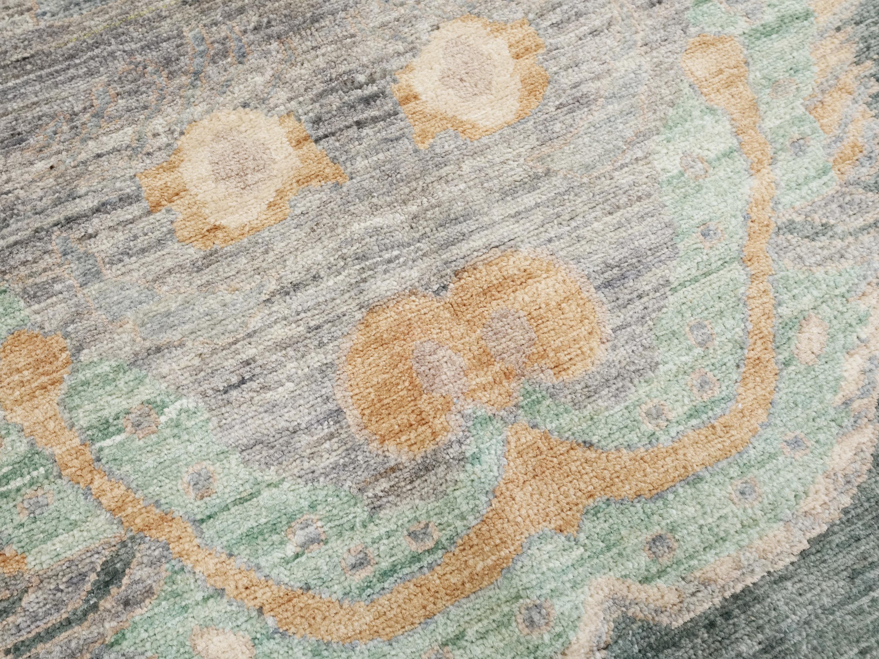 4x6 Ft Green & Gray Wool Tiger Rug - Oriental Area Rug