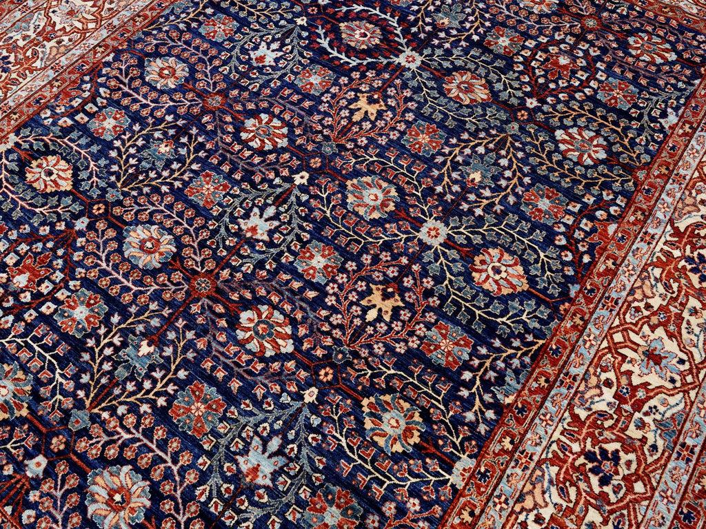 8x10 Ft Blue Bidjar Rug - Traditional Hand Knotted Rug - Persian Floral Design
