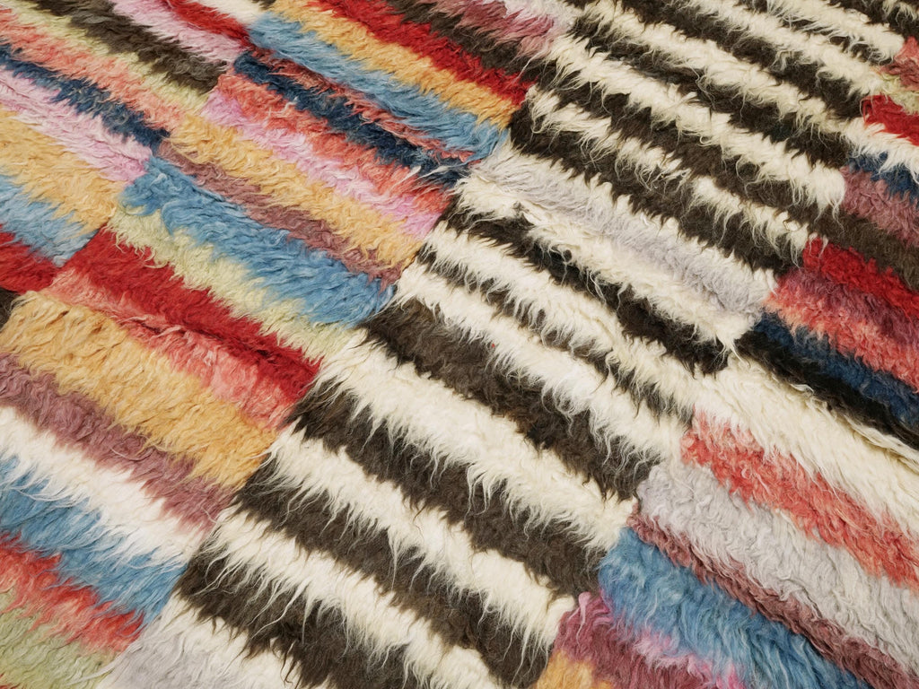 4x6 Ft Multicolor Moroccan Rug - Hand Knotted Shaggy Rug
