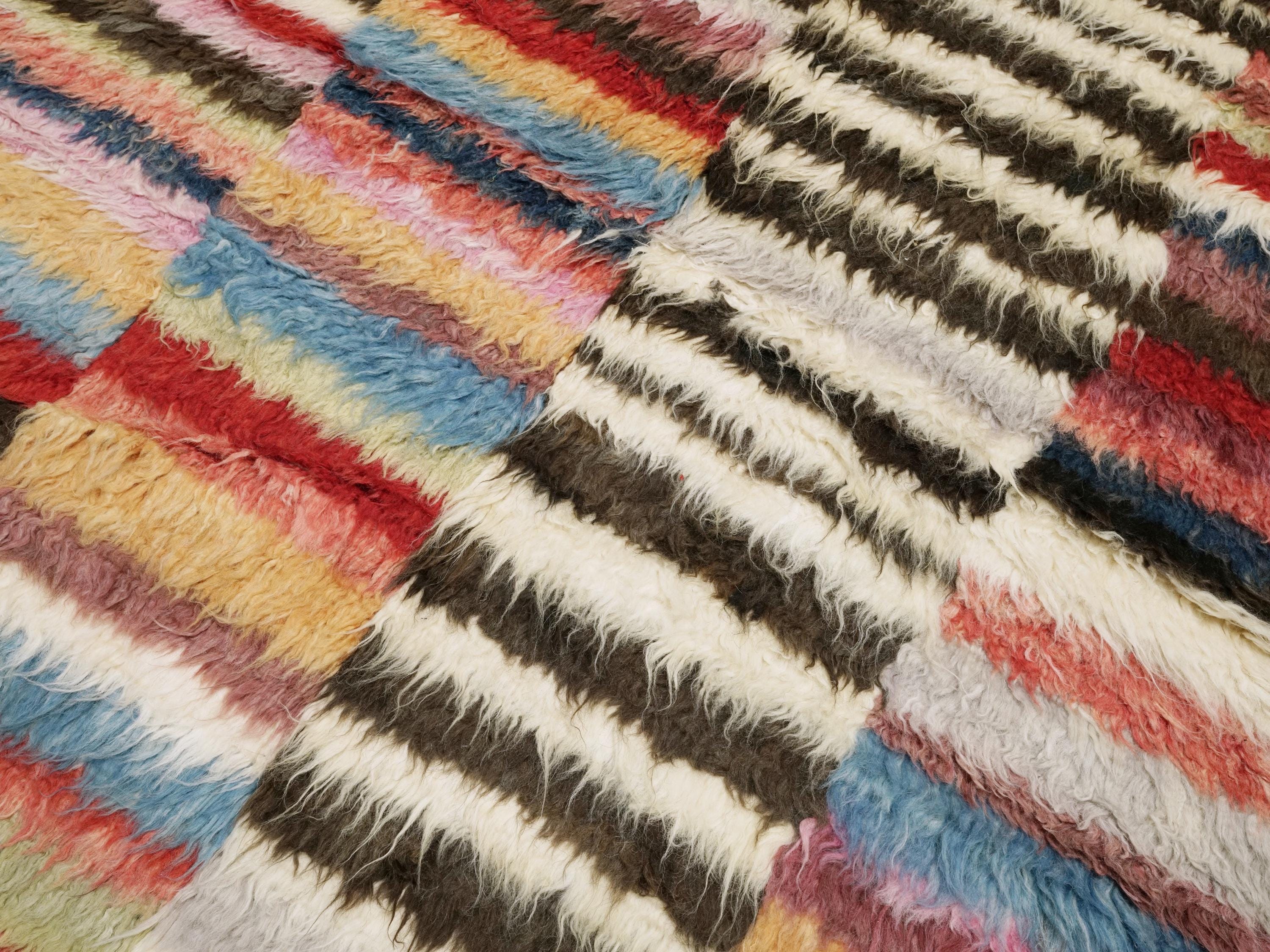 4x6 Ft Multicolor Moroccan Rug - Hand Knotted Shaggy Rug
