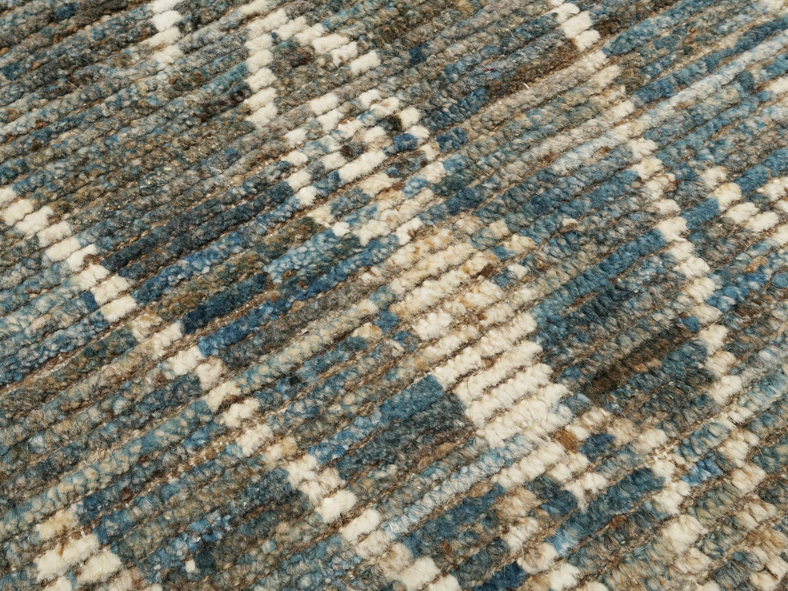 7x7 Ft Blue Moroccan Rug - Afghan Hand Knotted Square Rug