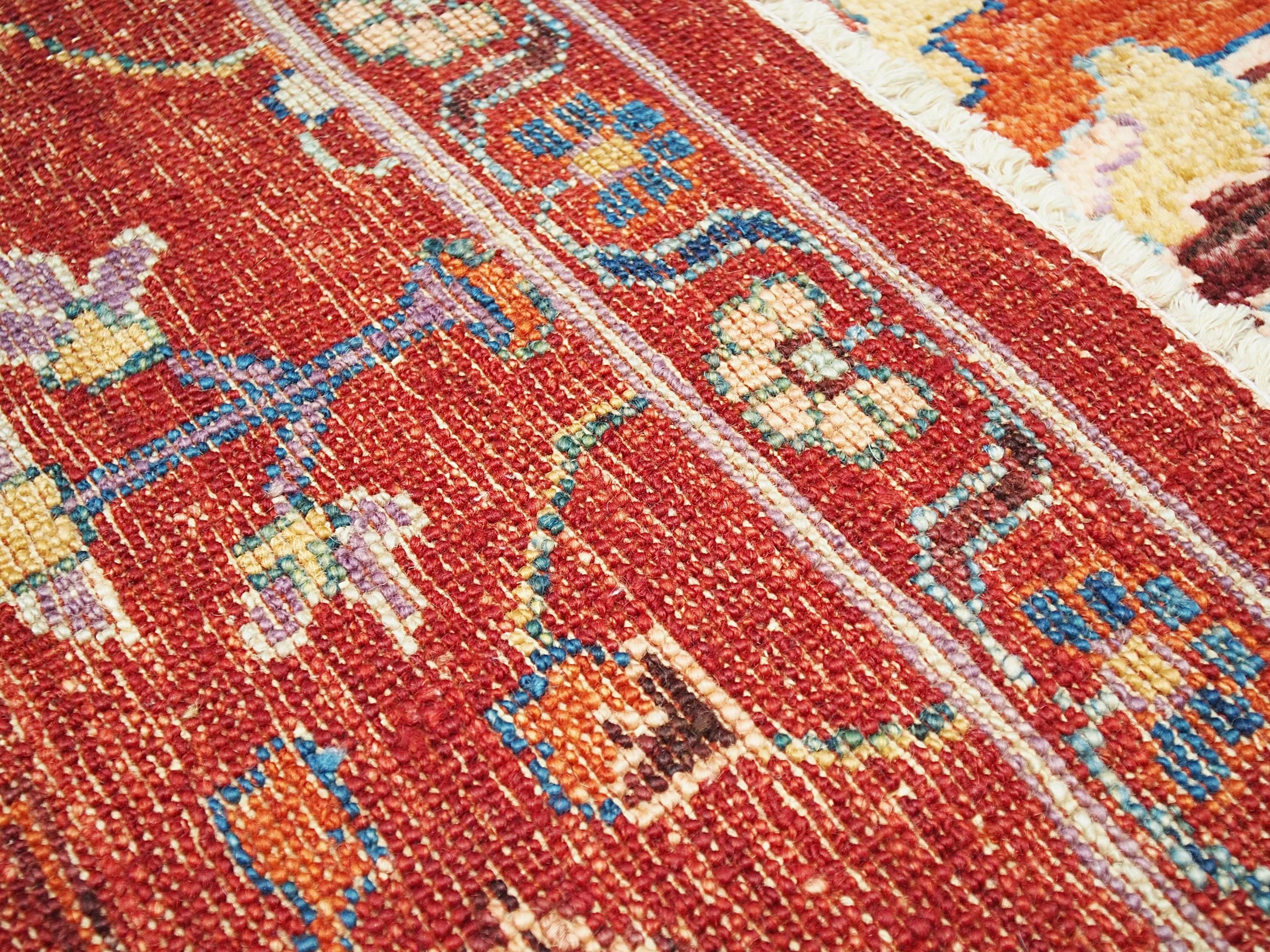 6x6 Ft Colorful Serapi Rug - Oriental Square Rug - Floral Design