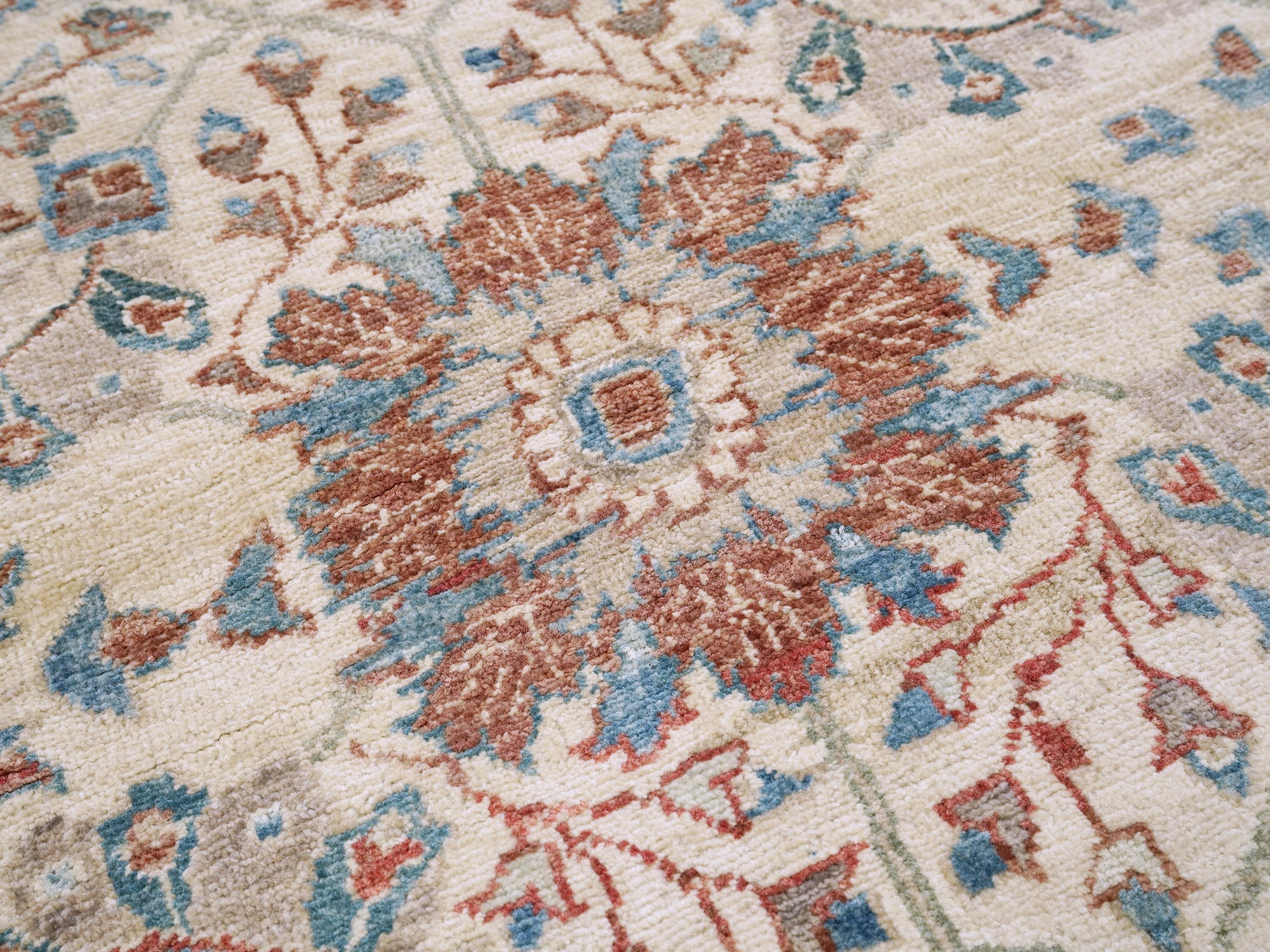 3x5 Ft Handmade Afghan Serapi Rug - White Vintage Wool Area Rug