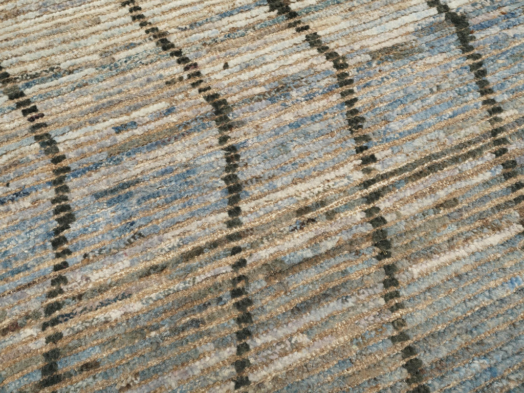 10 Ft Blue Moroccan Runner Rug - Afghan Handmade Wool Rug