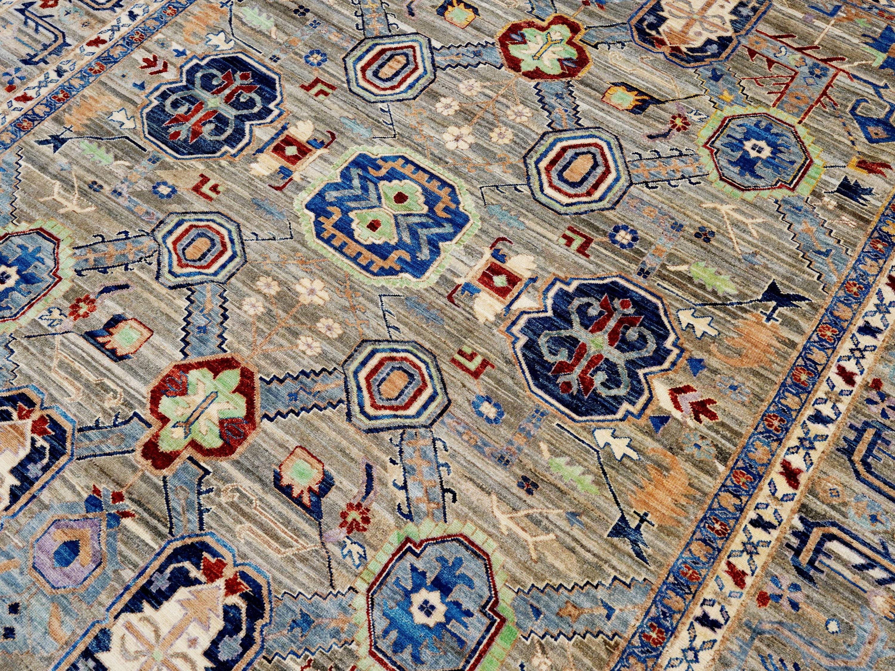 8x10 Ft Brown Heriz Rug - Hand Knotted Oriental Area Rug