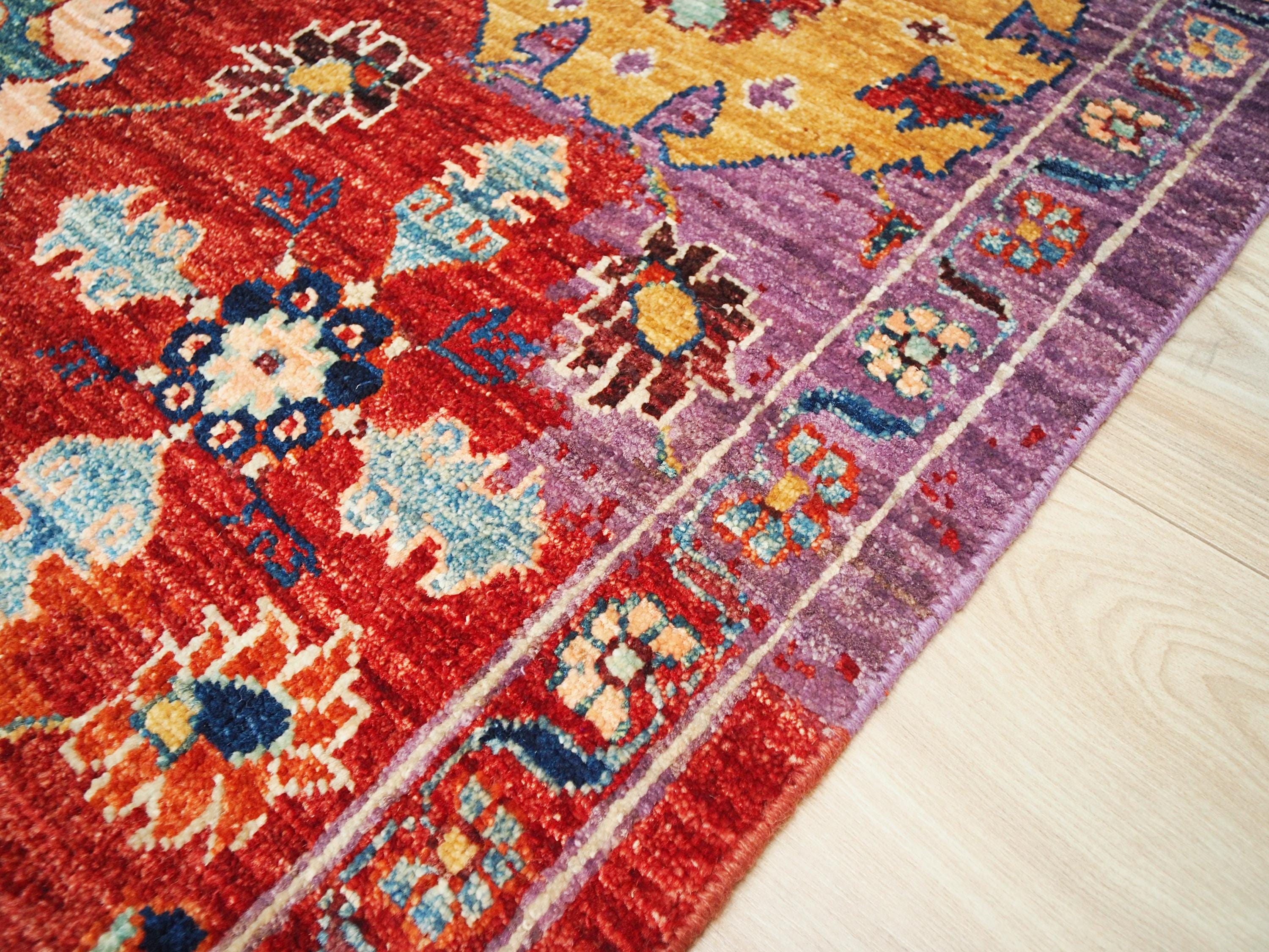 6x6 Ft Colorful Serapi Rug - Oriental Square Rug - Floral Design