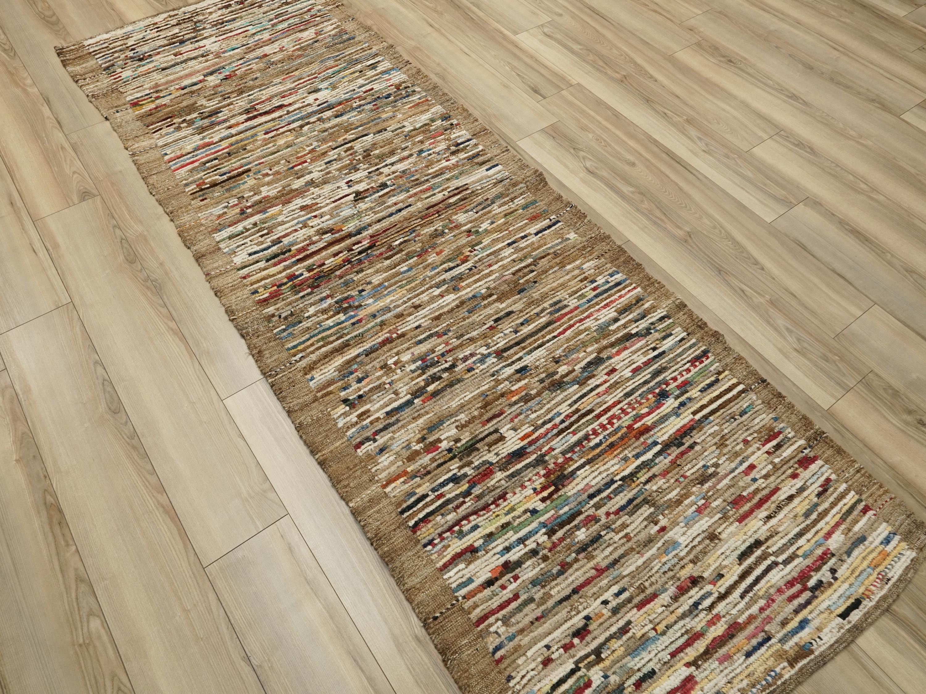 10 Ft Colorful Moroccan Runner Rug - Handmade Wool Runner