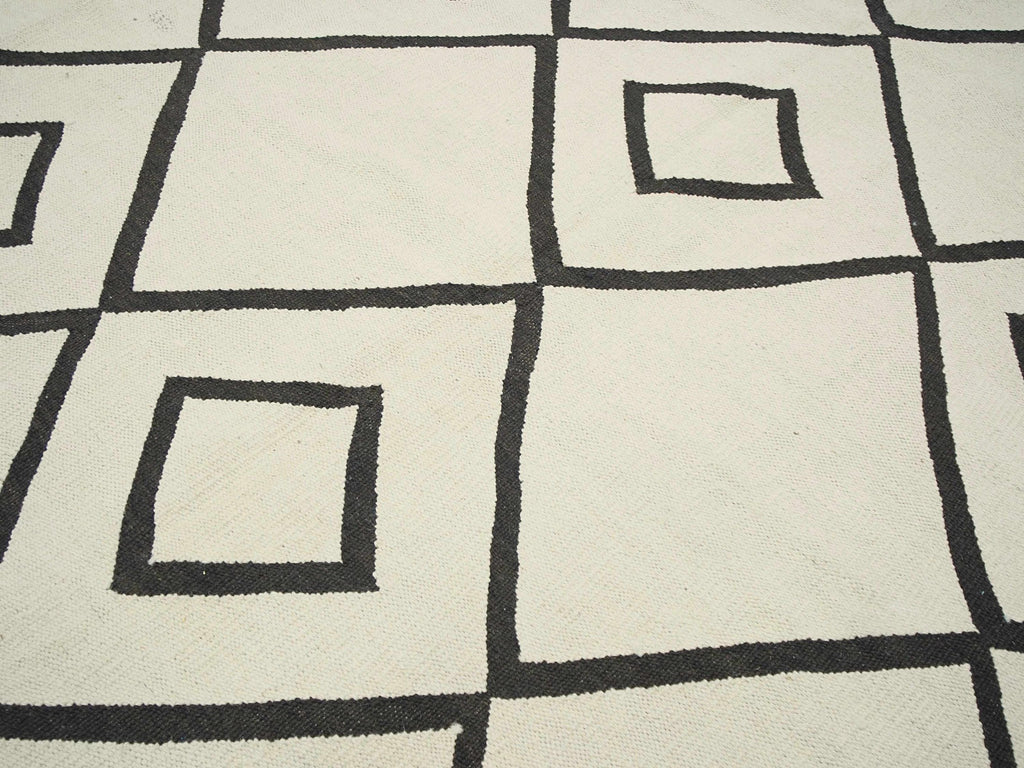 10x14 Ft White Kilim Rug – Hand Knotted Wool Flatweave Rug