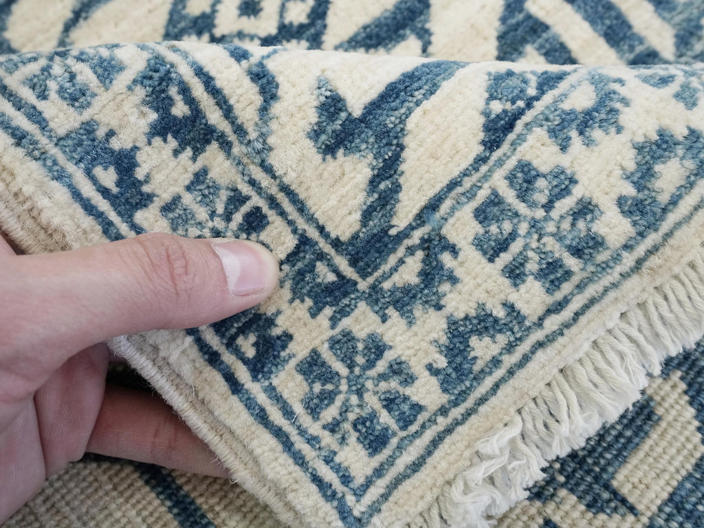 7 Ft Blue Heriz Rug Runner - Hand Knotted Wool Rug - Vintage Persian Style