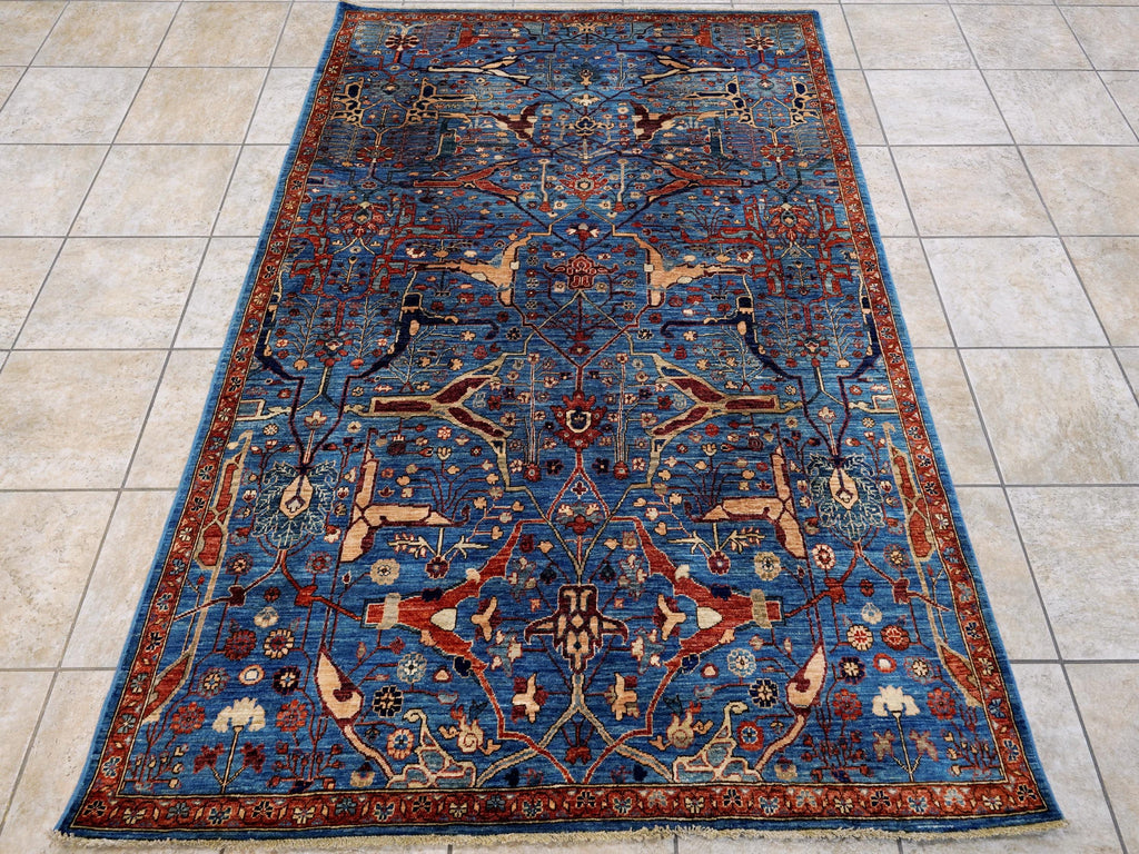 5x7 Ft Blue Serapi Rug - Hand Knotted Oriental Rug - Persian Design