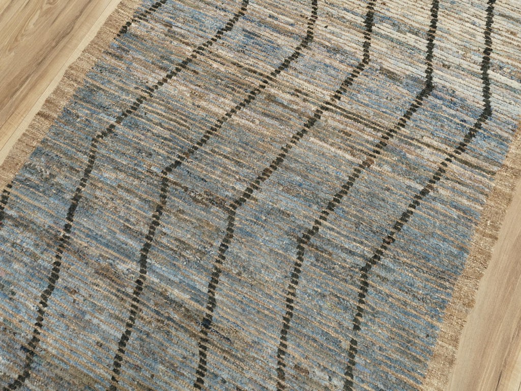 10 Ft Blue Moroccan Runner Rug - Afghan Handmade Wool Rug