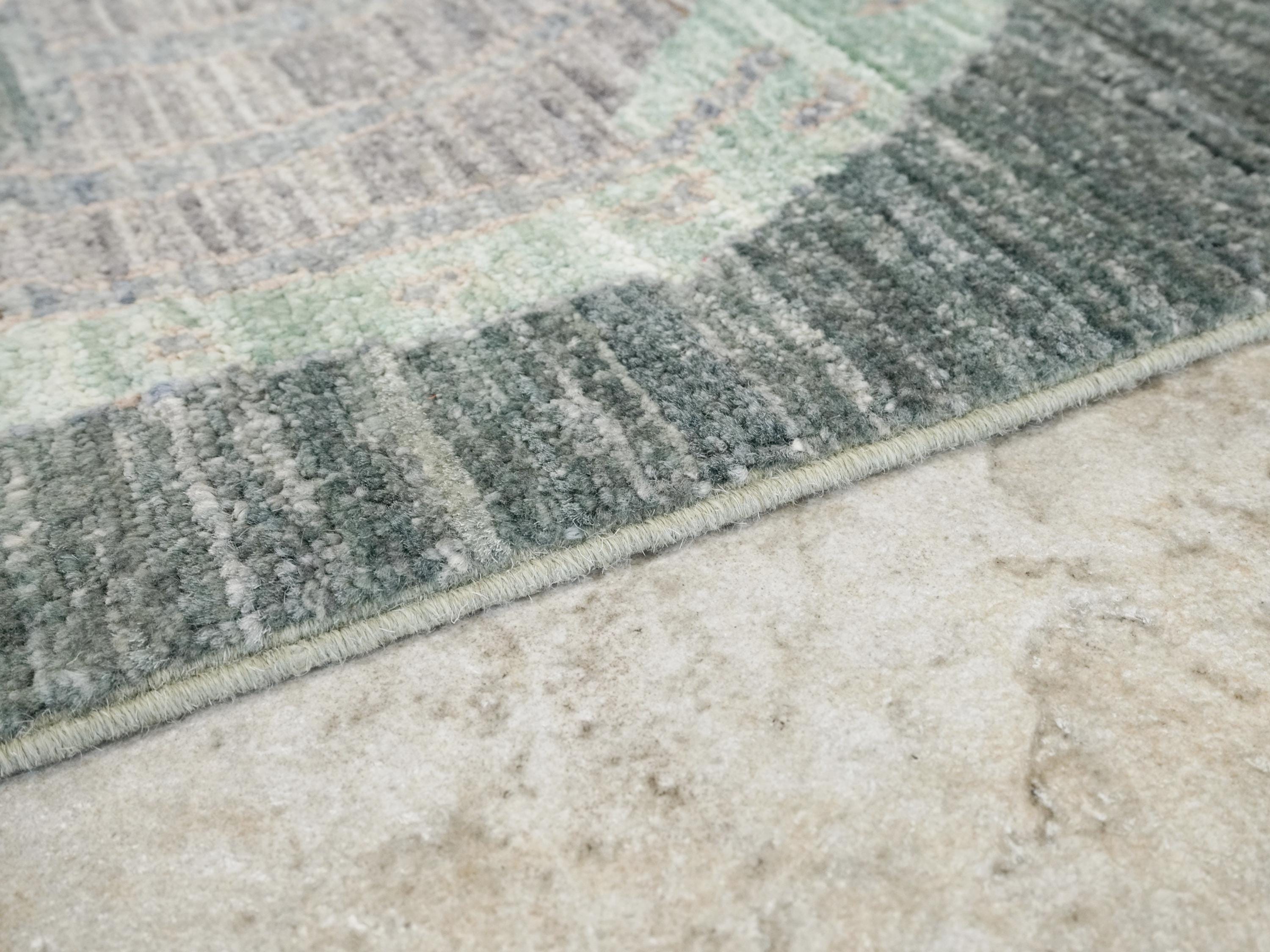 4x6 Ft Green & Gray Wool Tiger Rug - Oriental Area Rug