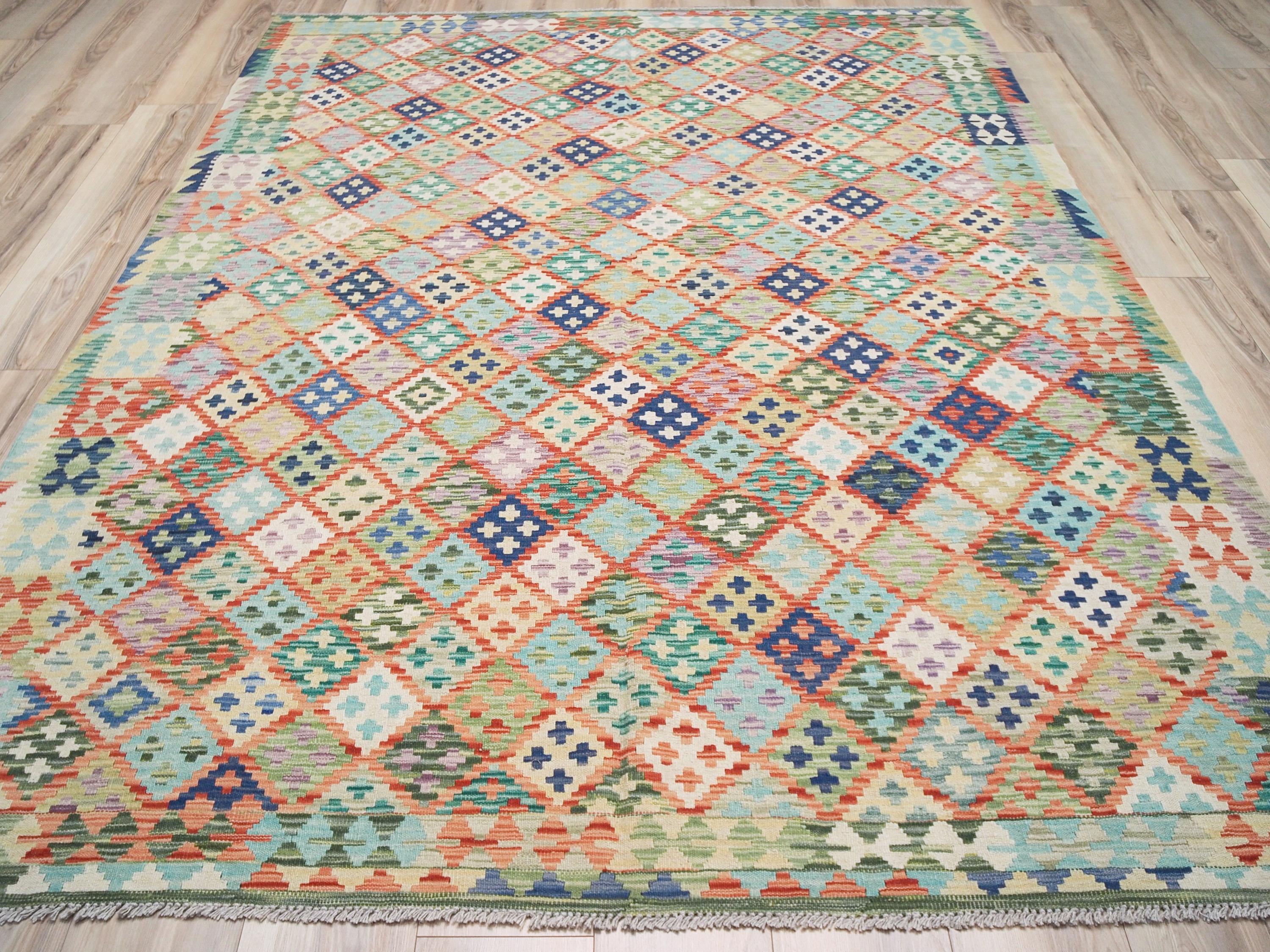7x10 Ft Maimana Kilim Rug - Handmade Afghan Flat Weave