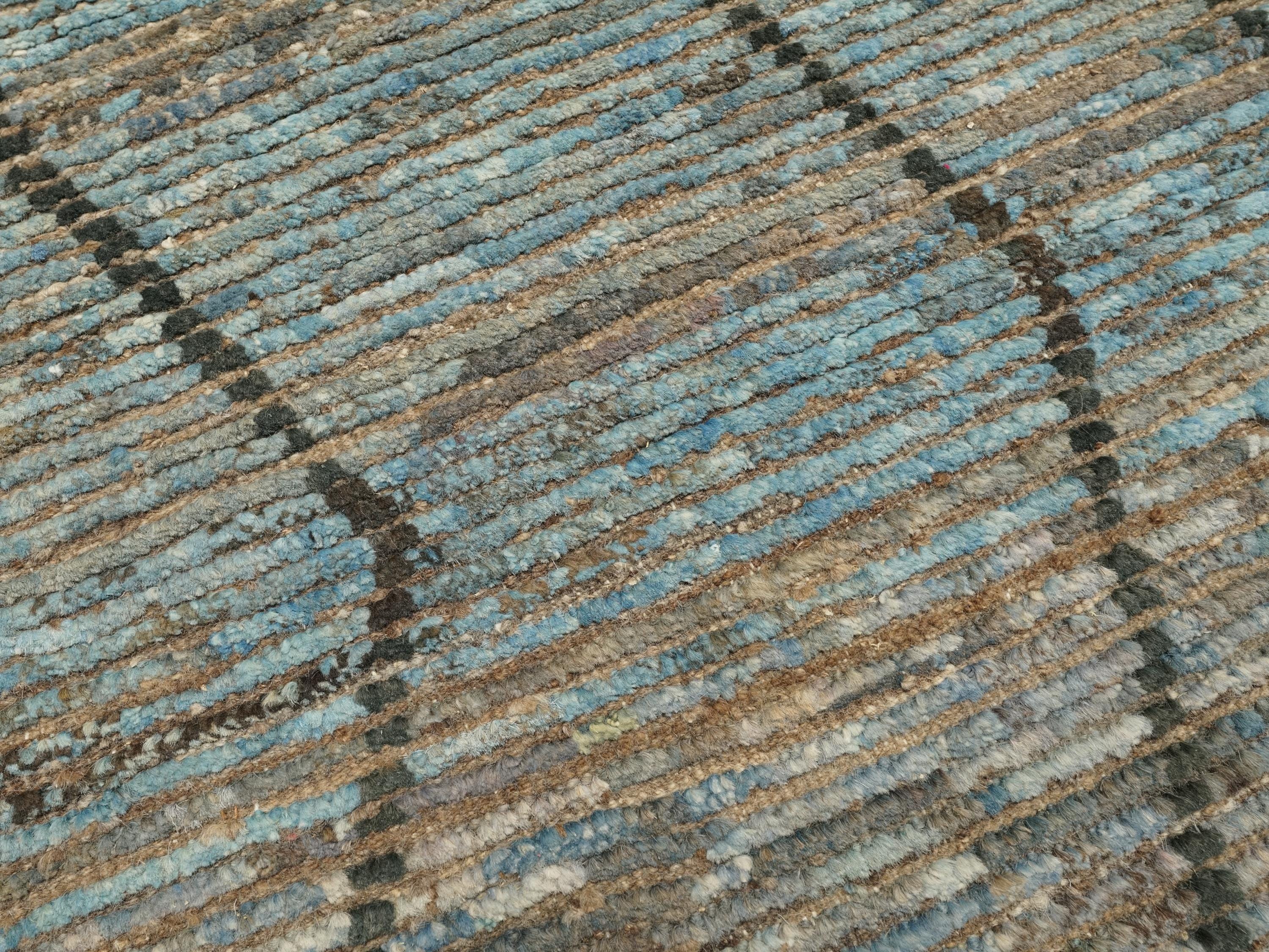 10 Ft Blue Moroccan Runner Rug - Afghan Handmade Rug