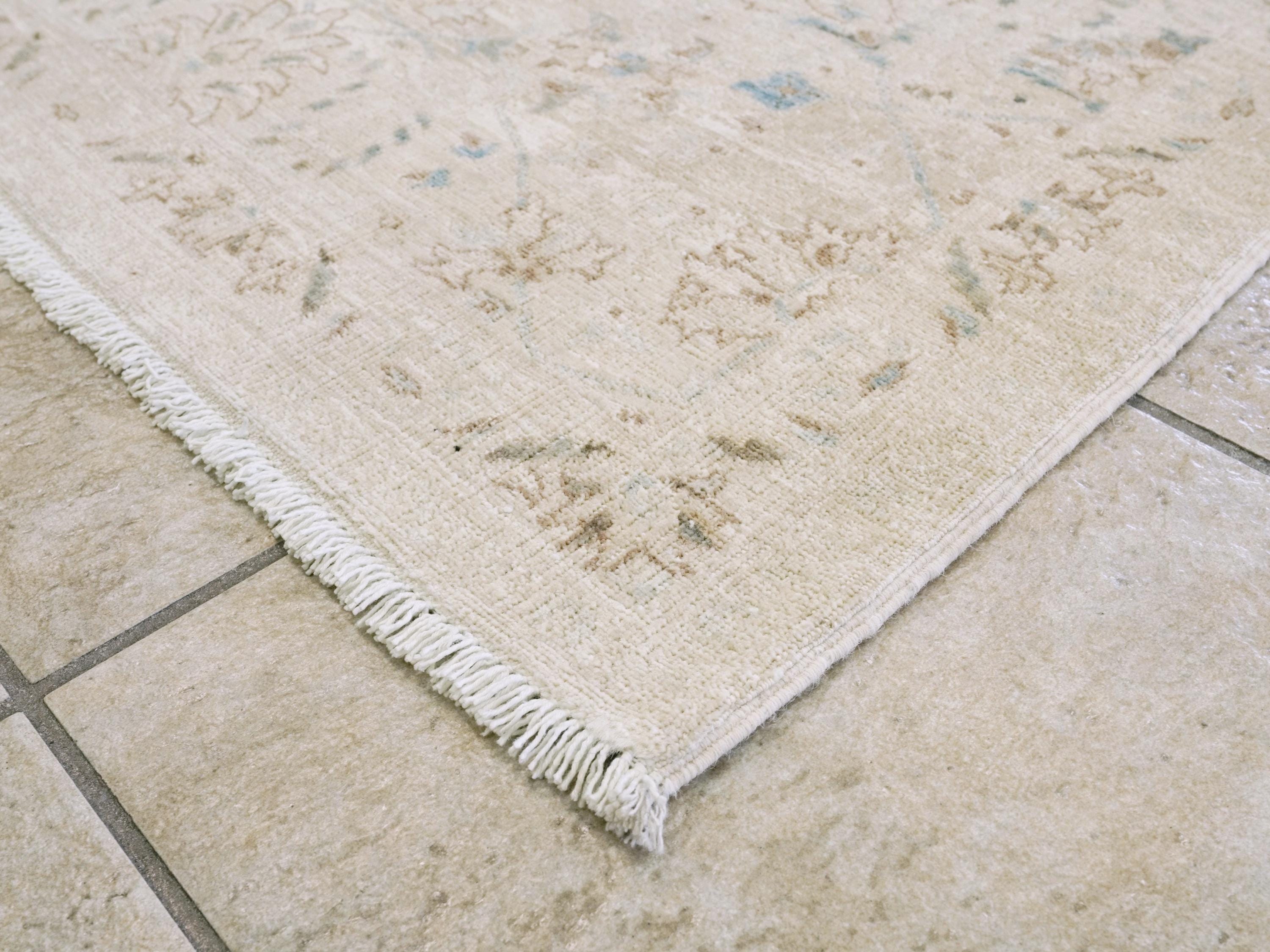 3x5 Ft Vintage White Serapi Rug - Afghan Handmade Area Rug