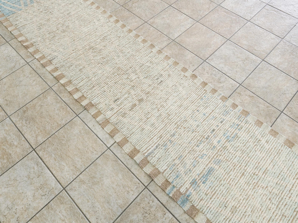 17 Ft Light Blue Moroccan Runner Rug - Hand Knotted Wool Rug