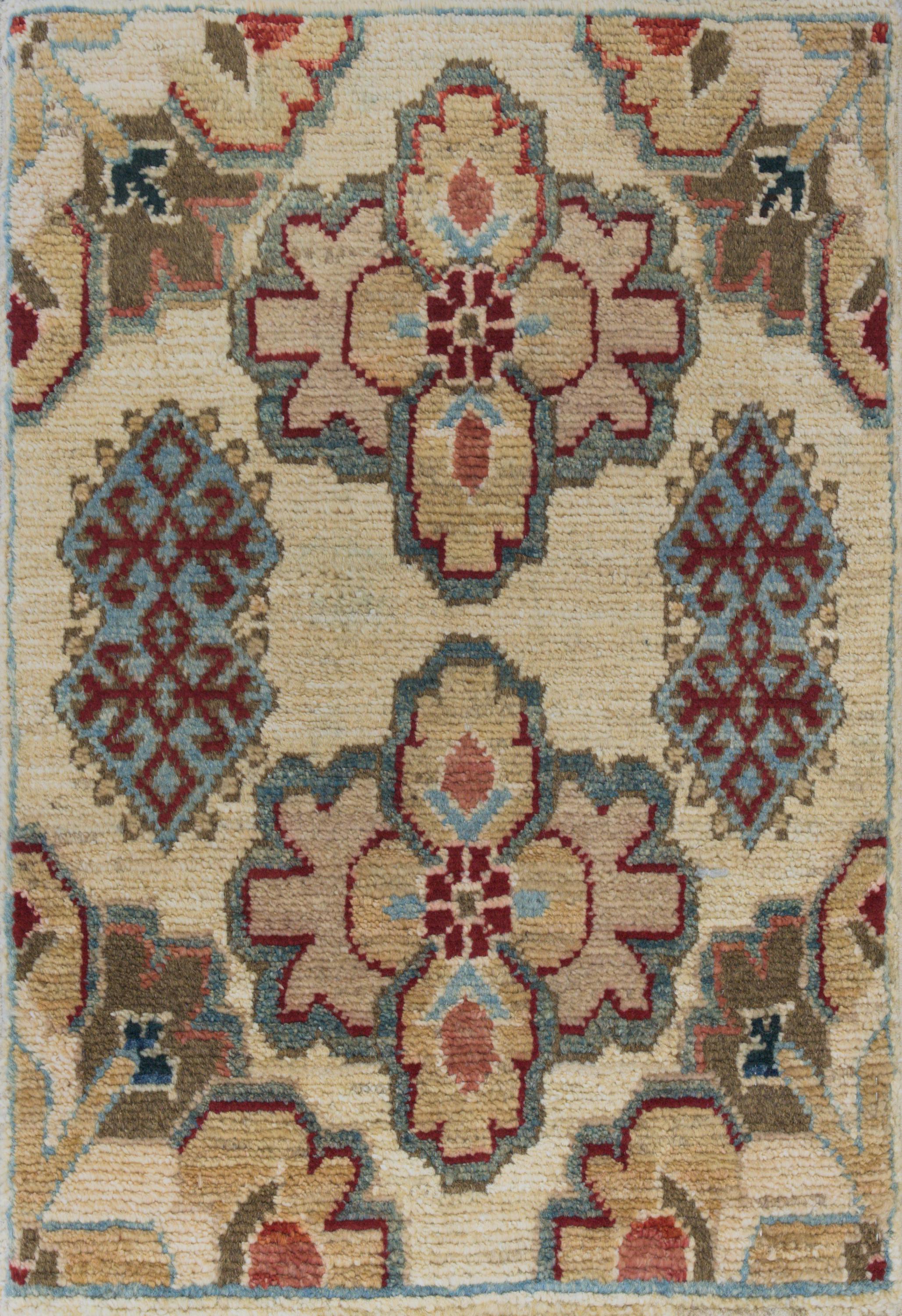 1x2 Ft Beige Serapi Rug - Floral Accent Rug