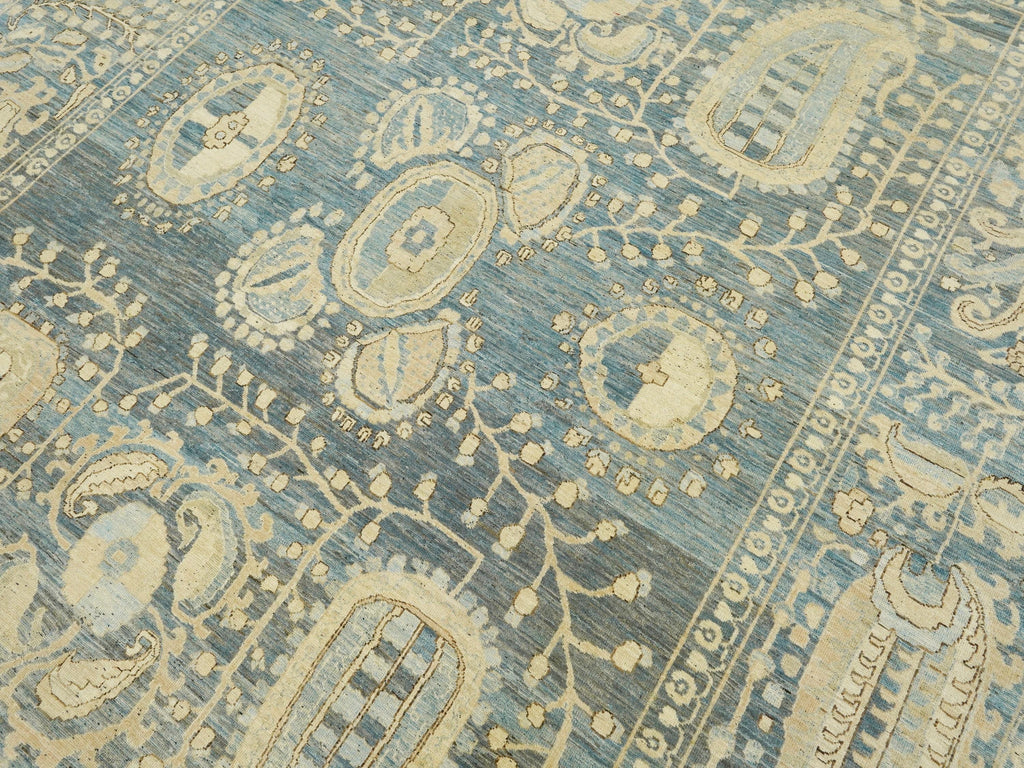 9x11 Ft Blue Serapi Rug - Hand Knotted Antique Rug - Persian Design