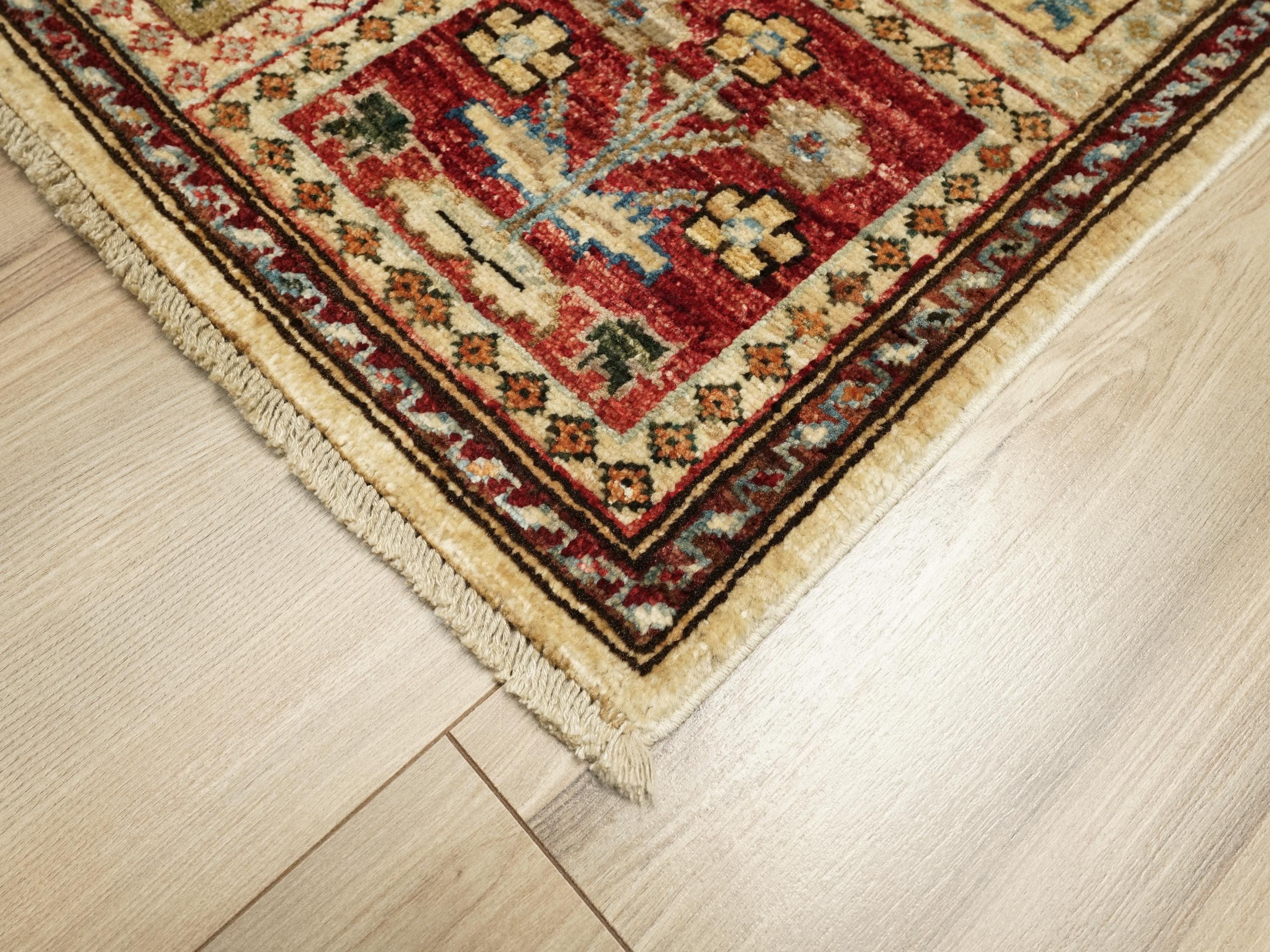 3x5 Ft Beige Heriz Rug - Afghan Wool Rug - Garden Design