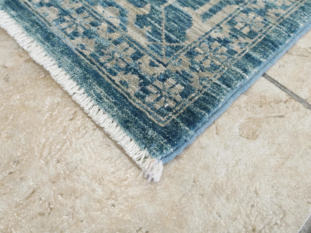 6x9 Ft Blue Heriz Rug - Hand Knotted Area Rug - Persian Design