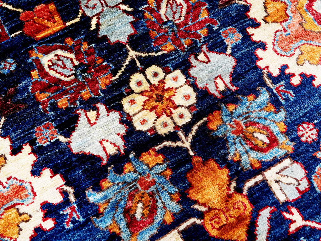 8x10 Ft Dark Blue Bidjar Rug - Hand Knotted Wool Oriental Rug - Broken Design