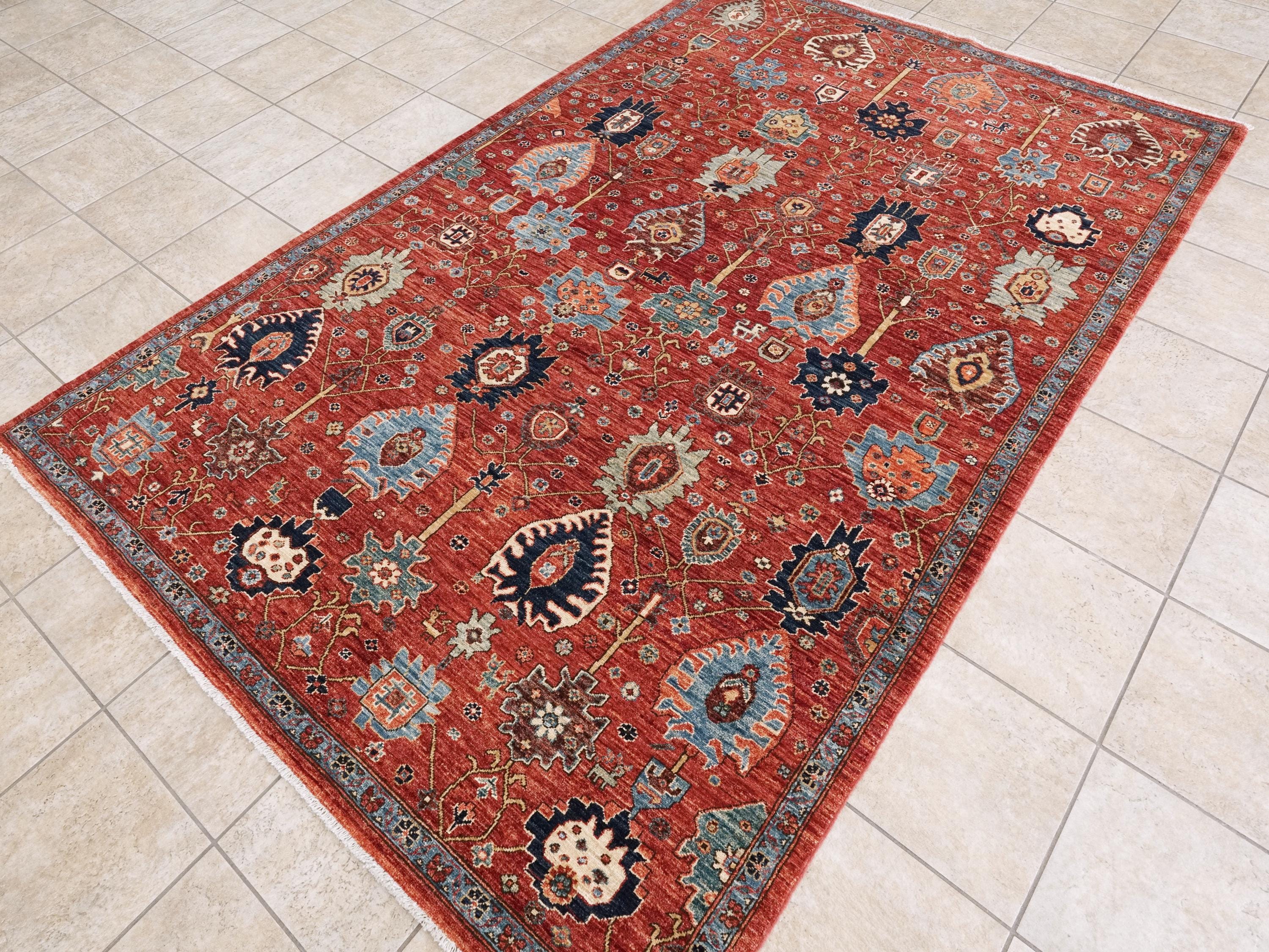 6x9 Ft Red Bidjar Rug - Hand Knotted Oriental Area Rug