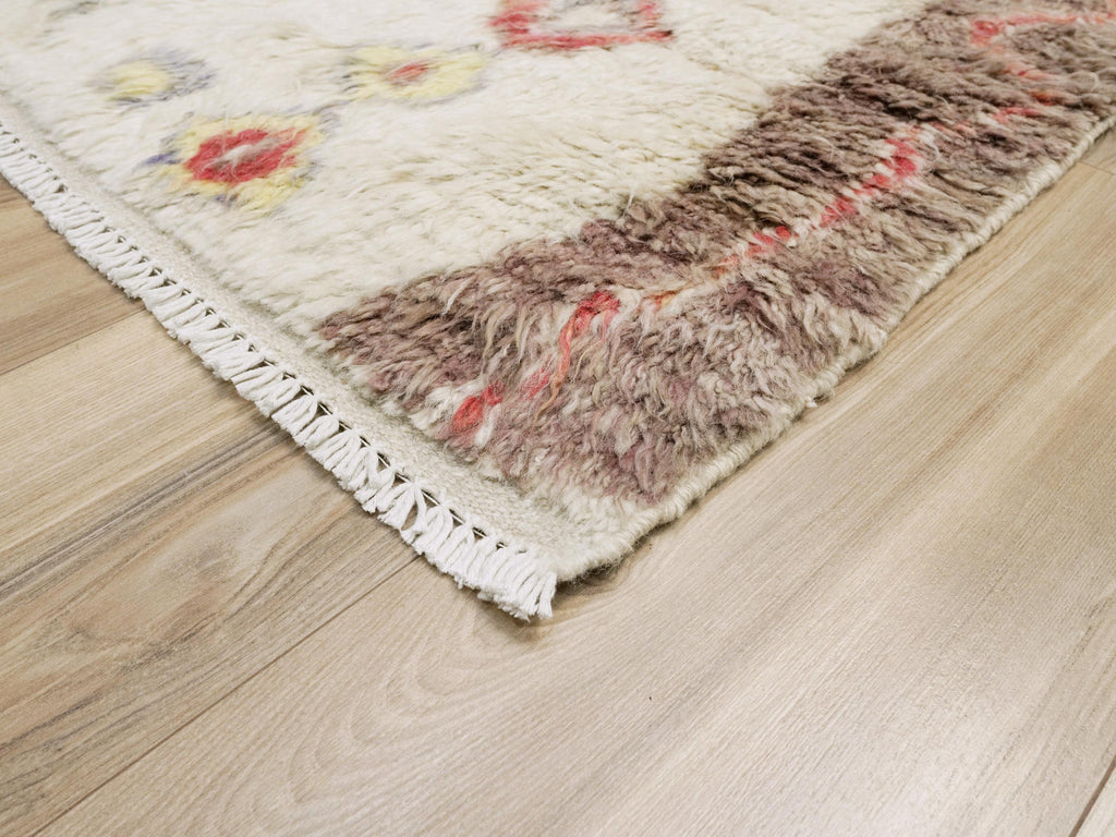 4x6 Ft Hand Knotted Moroccan Rug - Beige Shaggy Rug