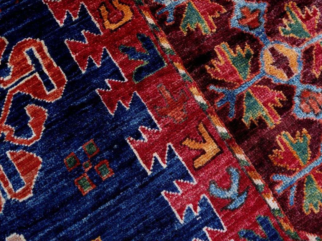 9x12 Ft Blue Kazak Rug - Afghan Oriental Area Rug - Persian Design