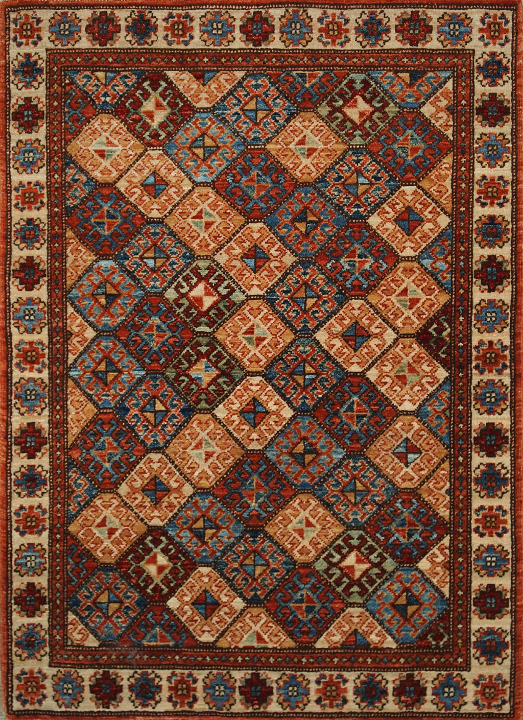 3x5 Ft Orange Heriz Rug - Oriental Wool Rug