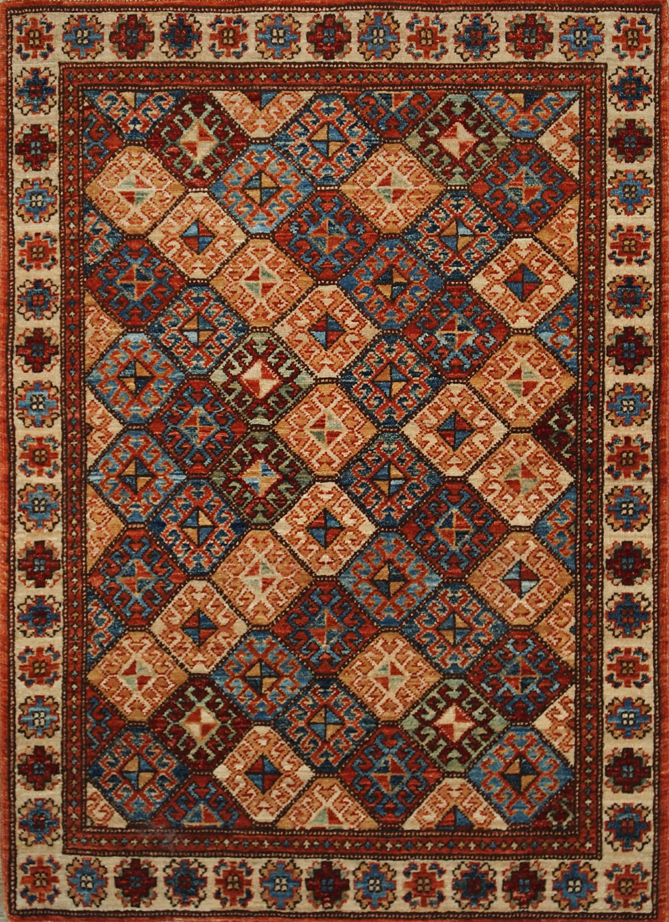 3x5 Ft Orange Heriz Rug - Oriental Wool Rug