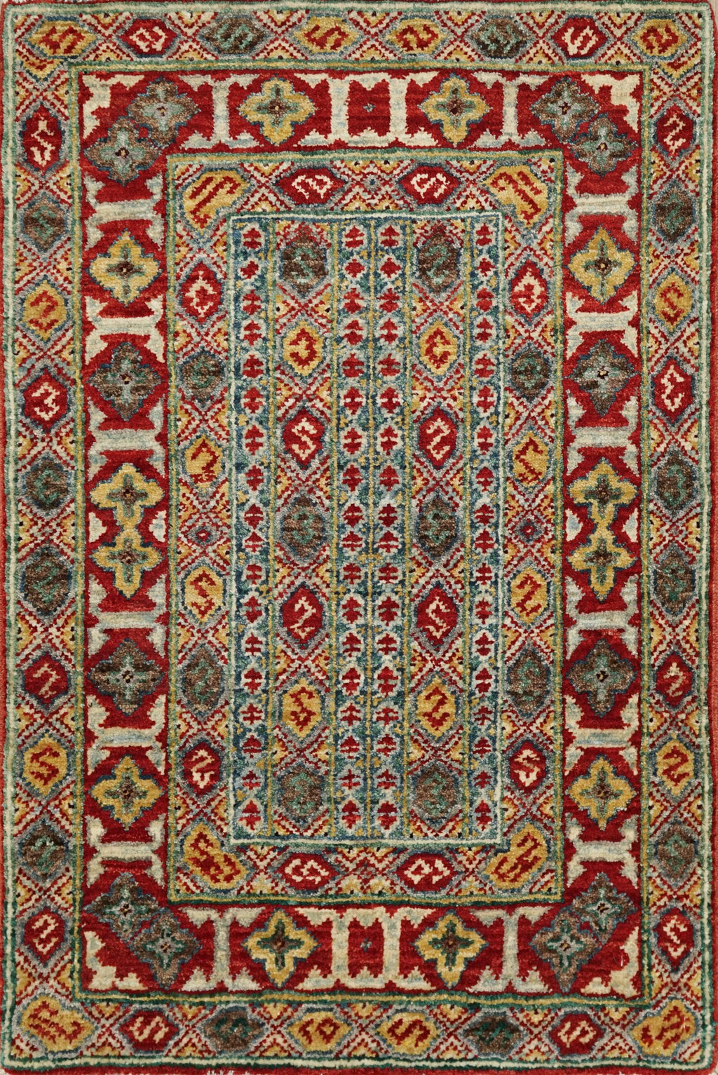 2x3 Ft Red Kazak Rug - Afghan Wool Accent Rug