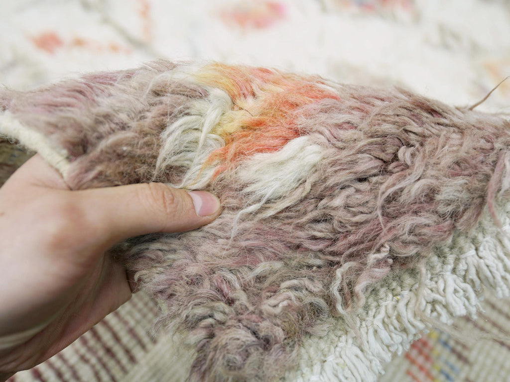 5x7 Ft Beige Moroccan Rug - Shaggy Floral Area Rug