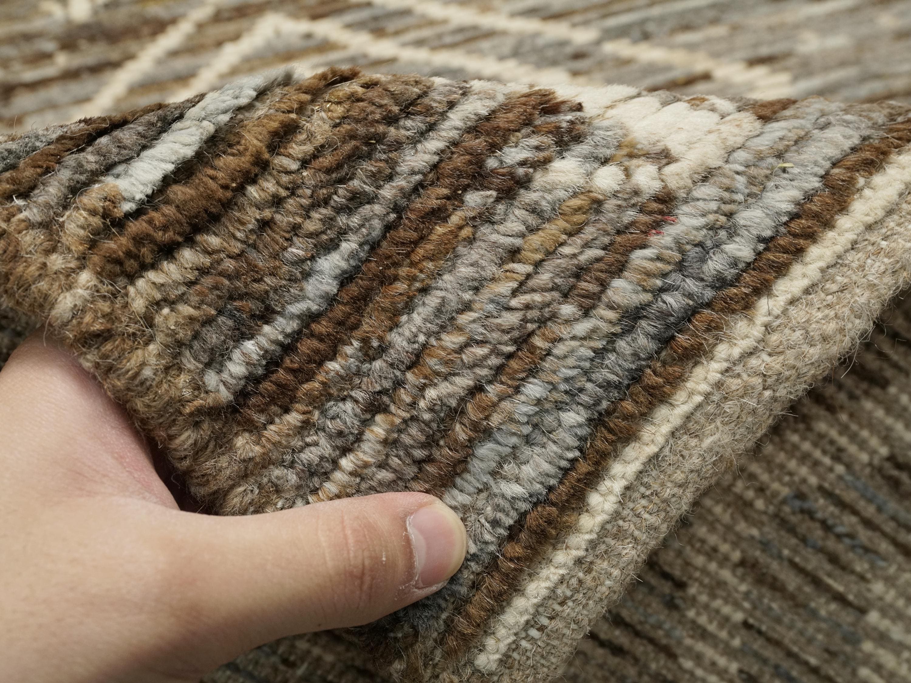 12 Ft Brown Moroccan Runner Rug: Afghan Handmade Wool Rug