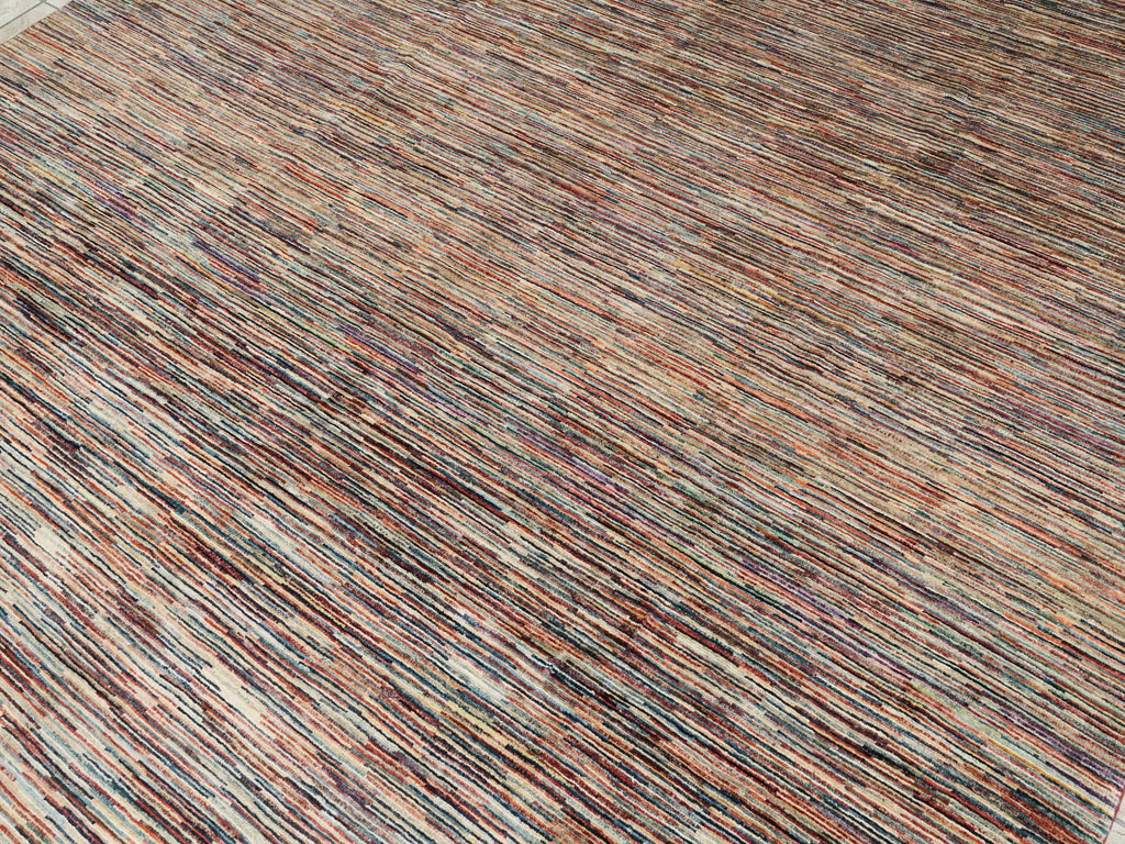 8x10 Ft Hand Knotted Gabbeh Rug - Striped Area Rug