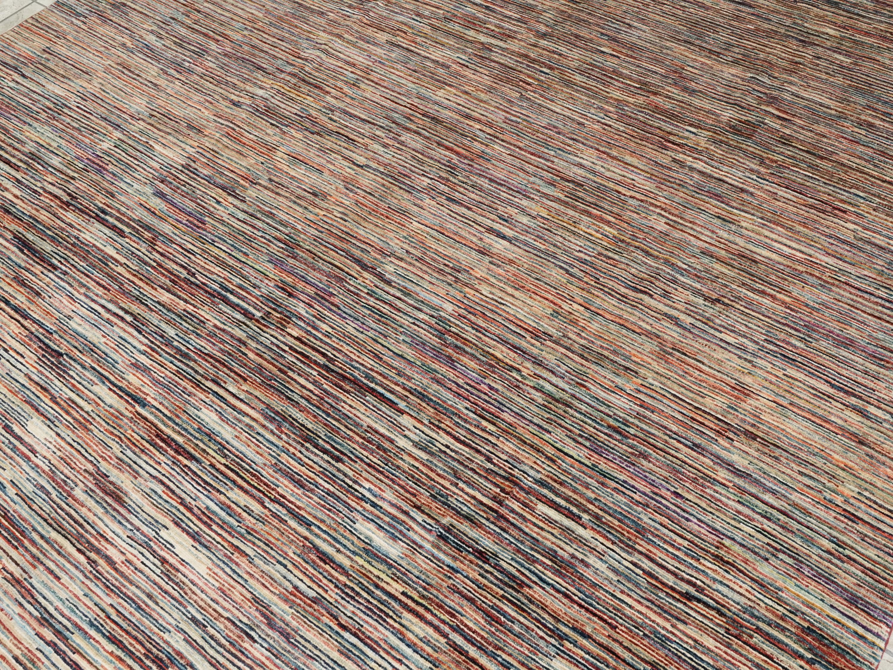 8x10 Ft Hand Knotted Gabbeh Rug - Striped Area Rug