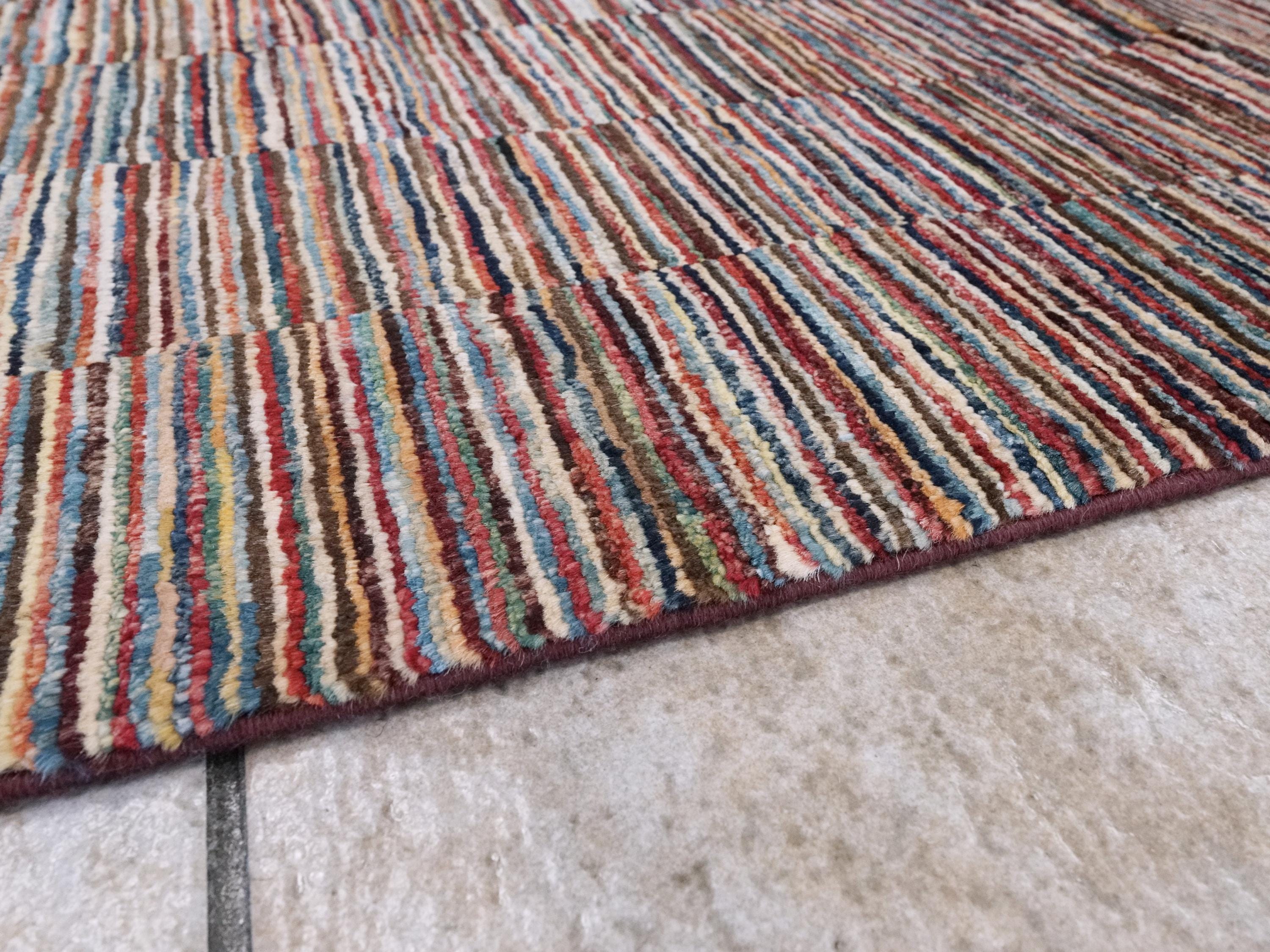 6x9 Ft Gabbeh Rug - Afghan Wool Area Rug - Colorful Striped Design