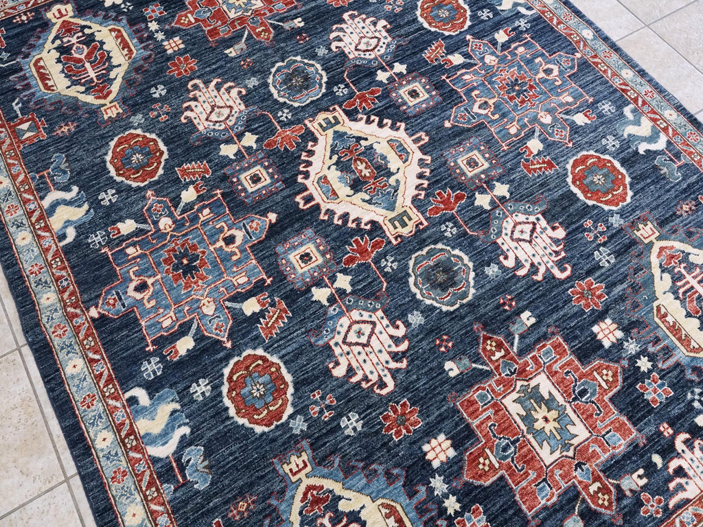 6x8 Ft Blue Bidjar Rug - Hand Knotted Oriental Area Rug