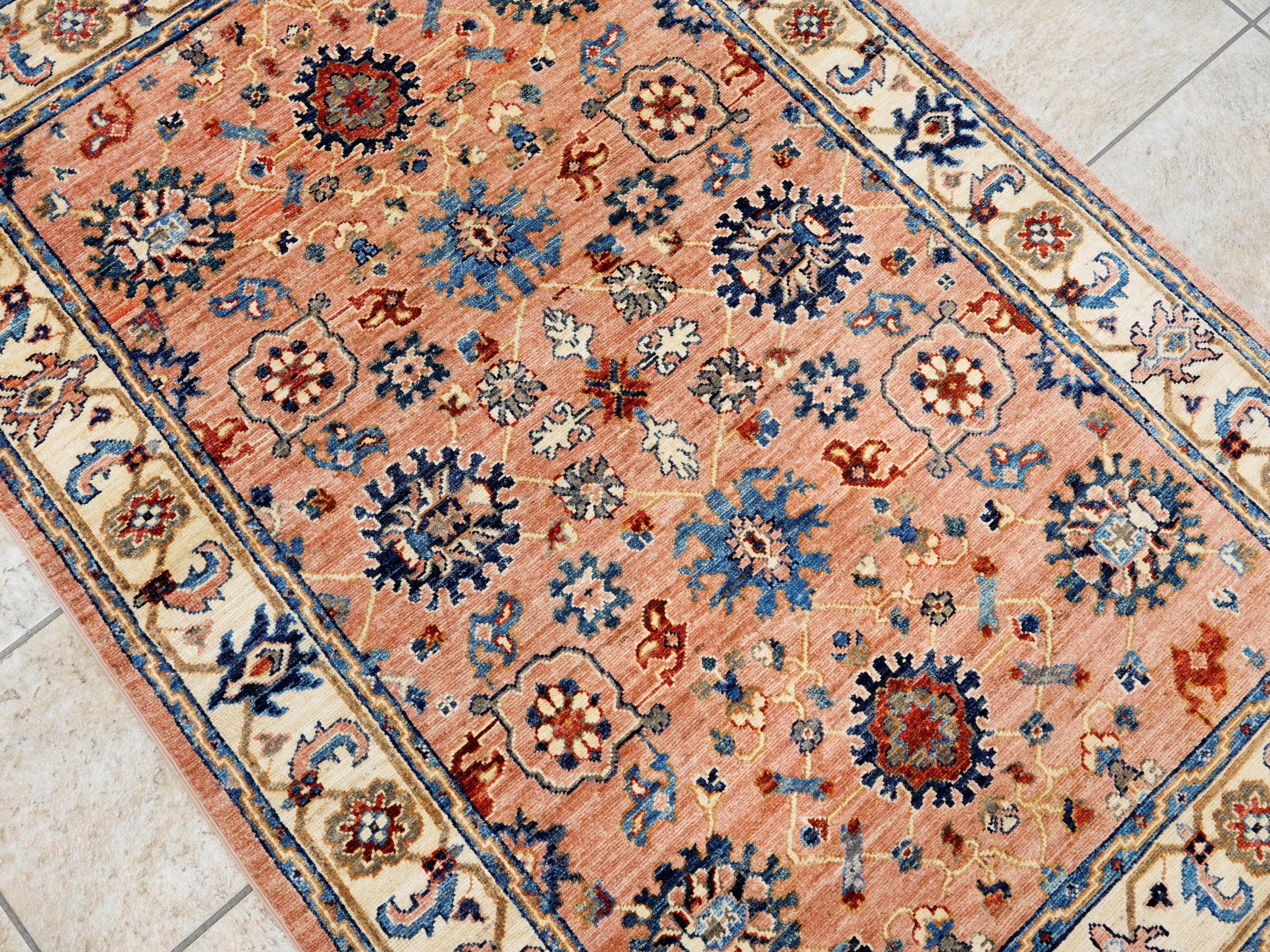 4x6 Ft Peach Orange Serapi Rug - Hand Knotted Oriental Rug