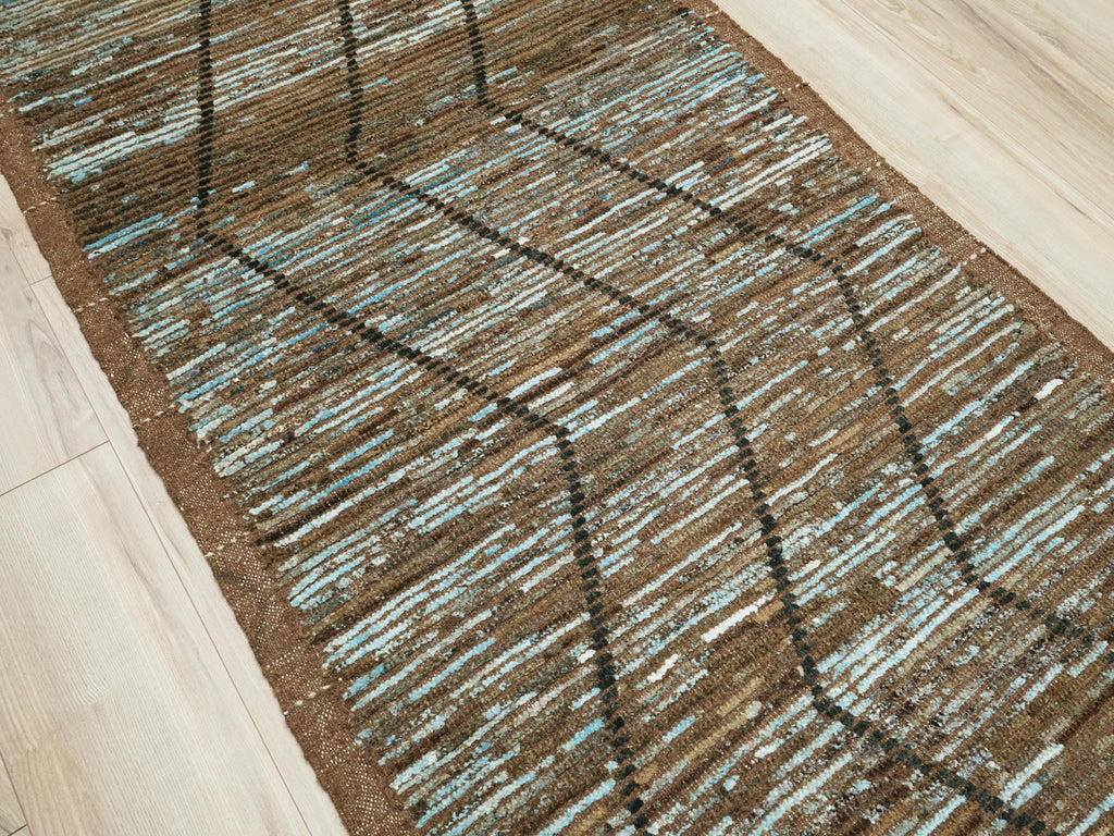 3x5 Ft Coral Blue Moroccan Rug - Afghan Wool Rug