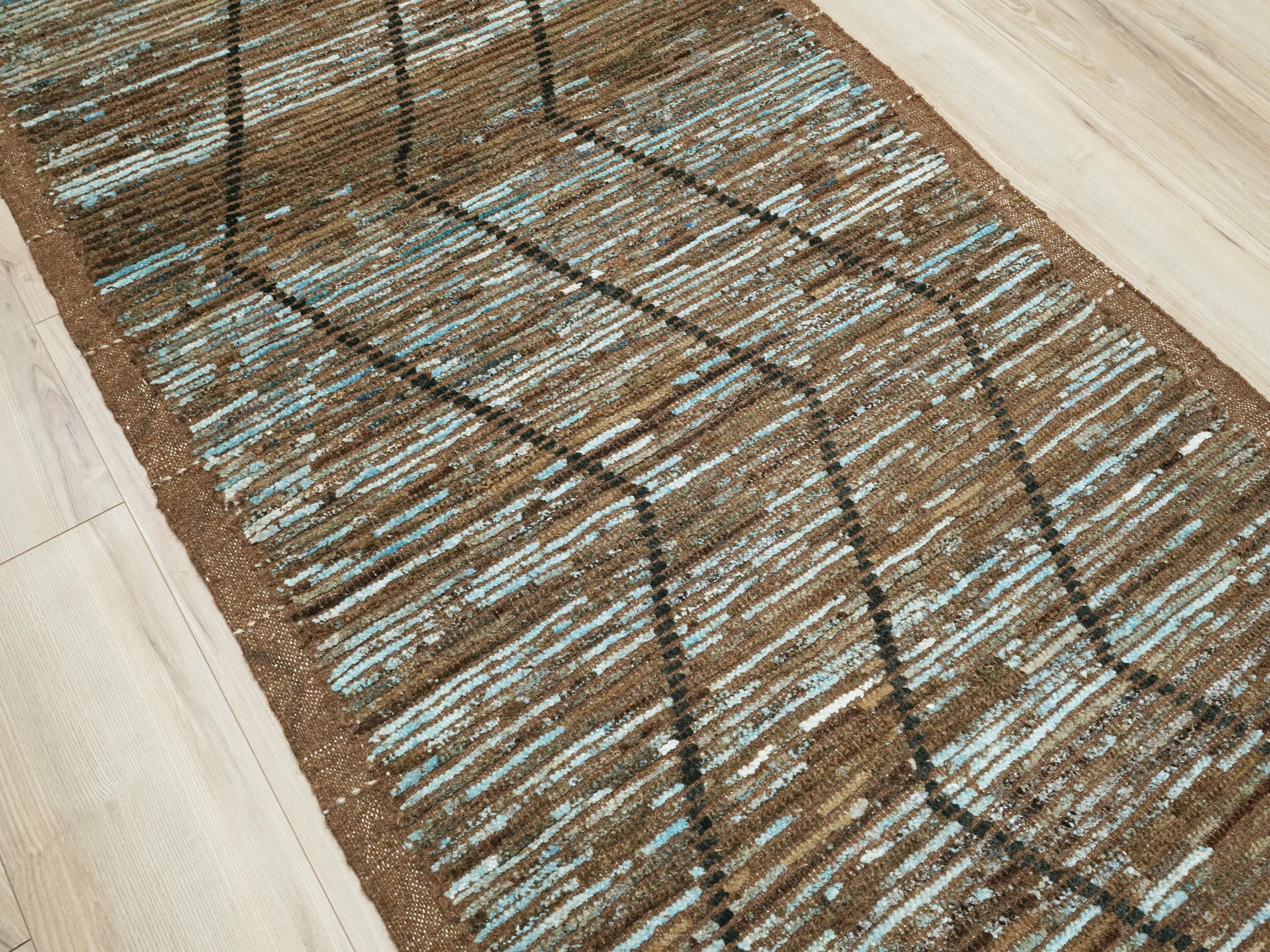 3x5 Ft Coral Blue Moroccan Rug - Afghan Wool Rug