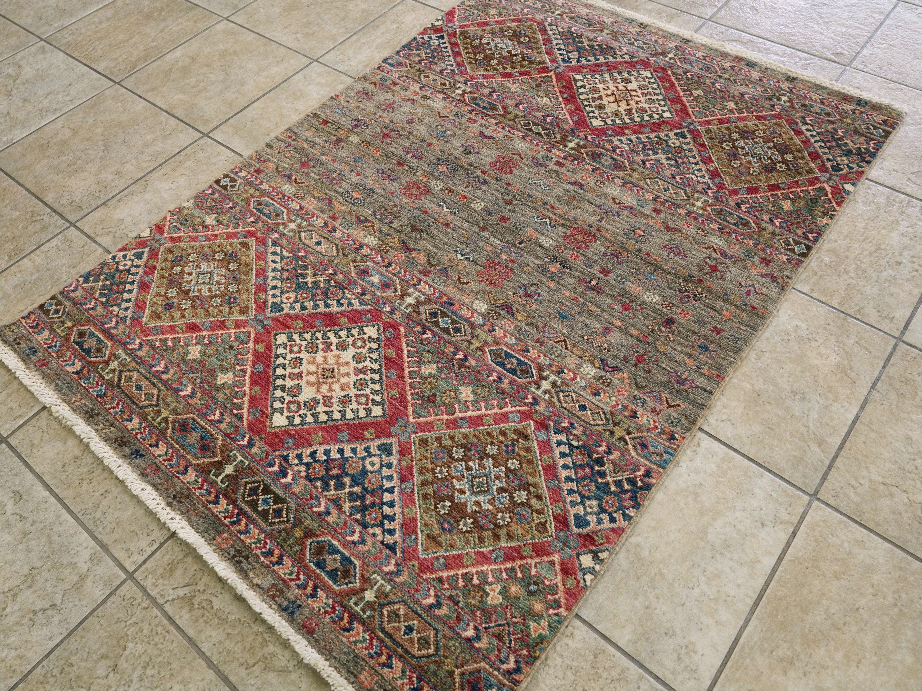 3x5 Ft Hand Knotted Khorjin Rug - Brown Oriental Rug