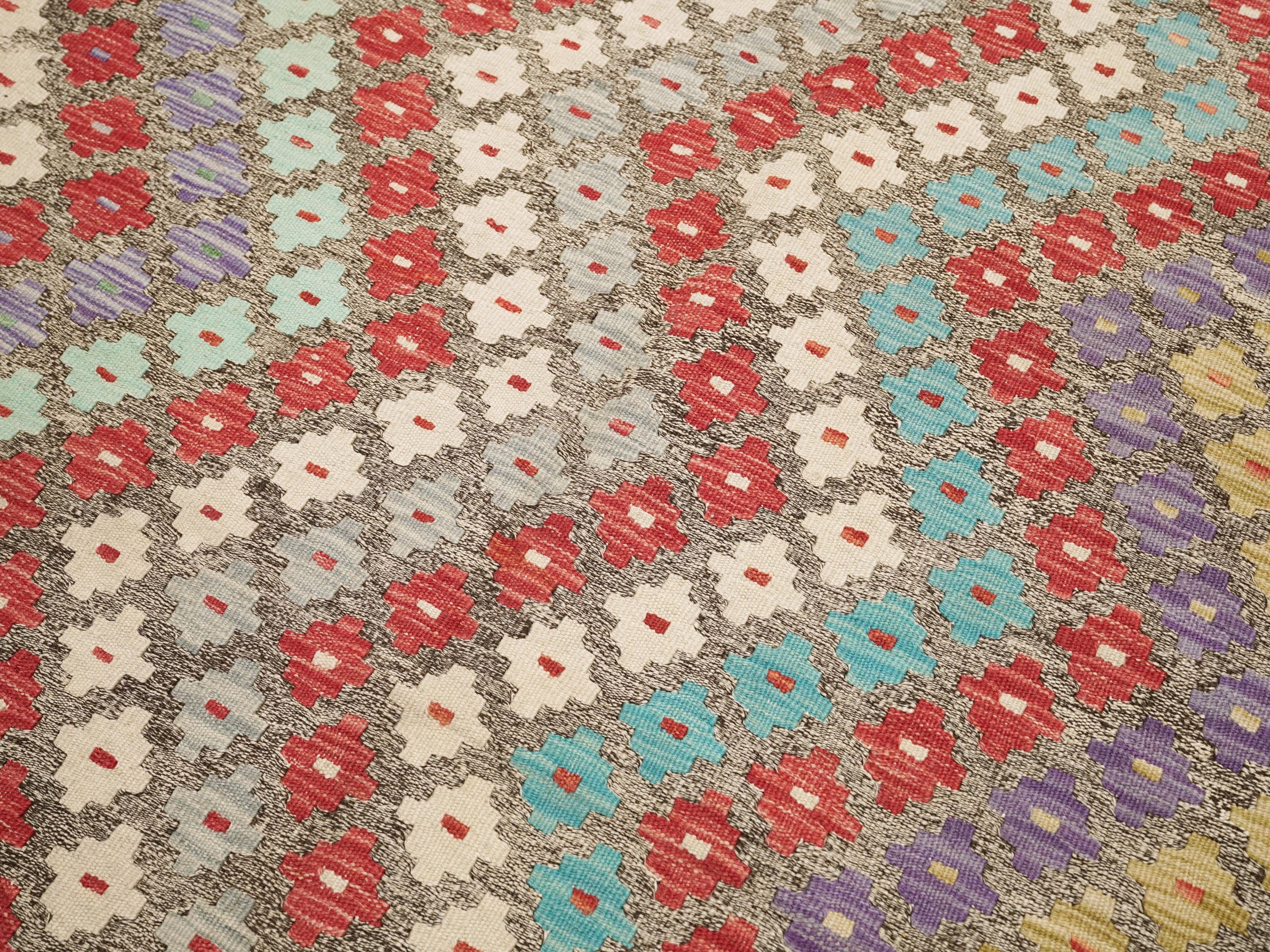 5x7 Ft Colorful Kilim Rug - Afghan Flat Weave